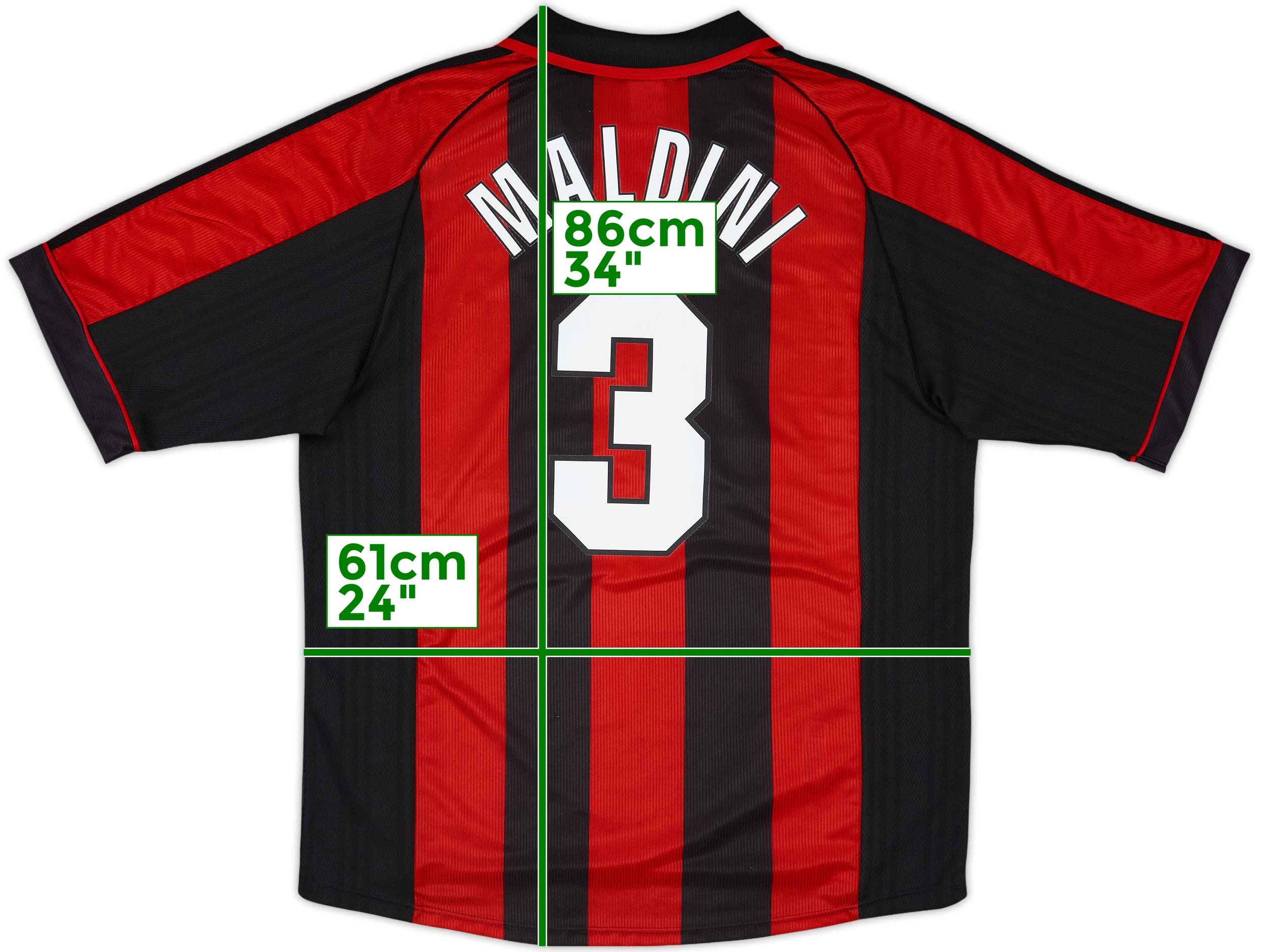 ミラン Milan home ユニフォーム 3 MALDINI 1998-00 AC Milan Home Shirt Maldini #3 - 8/10 - (XL)