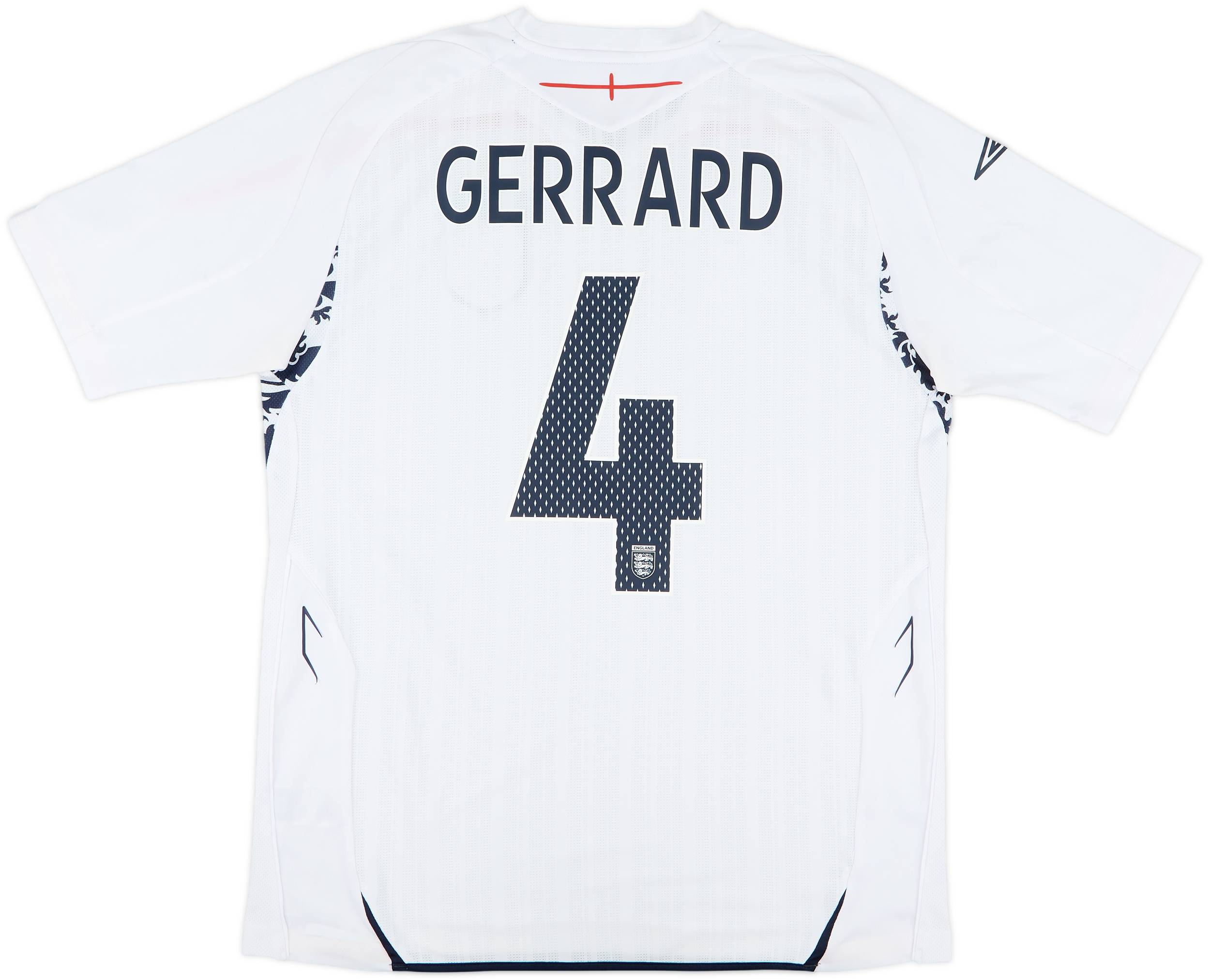 イングランド代表 GERRARD 4番 シャツ 2007-09 England Home Shirt Gerrard #4 - 6/10 - (L)