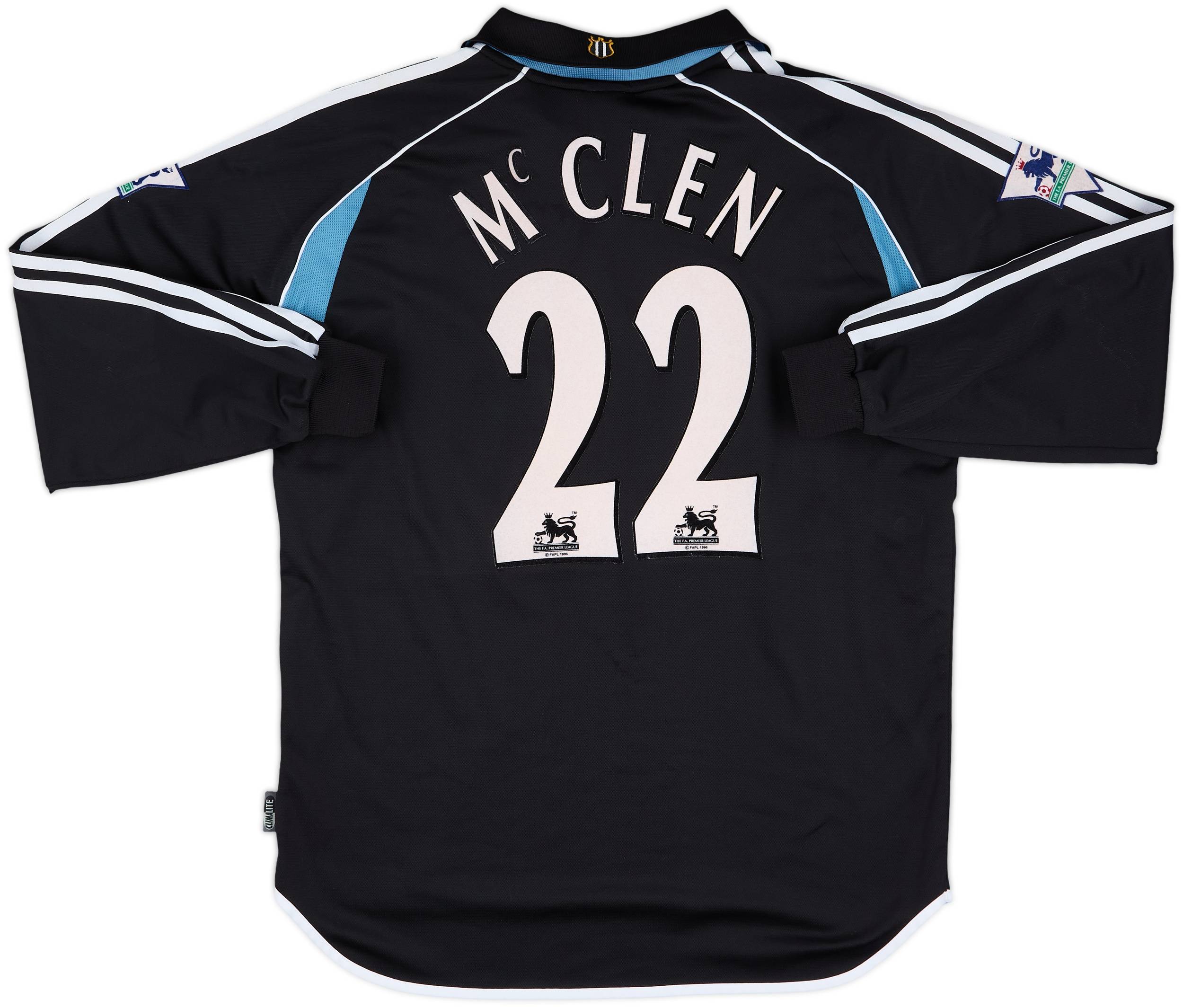 ウェア England 1999 2000 2001 2000-01 Newcastle Match Issue Away L/S Shirt McClen #22