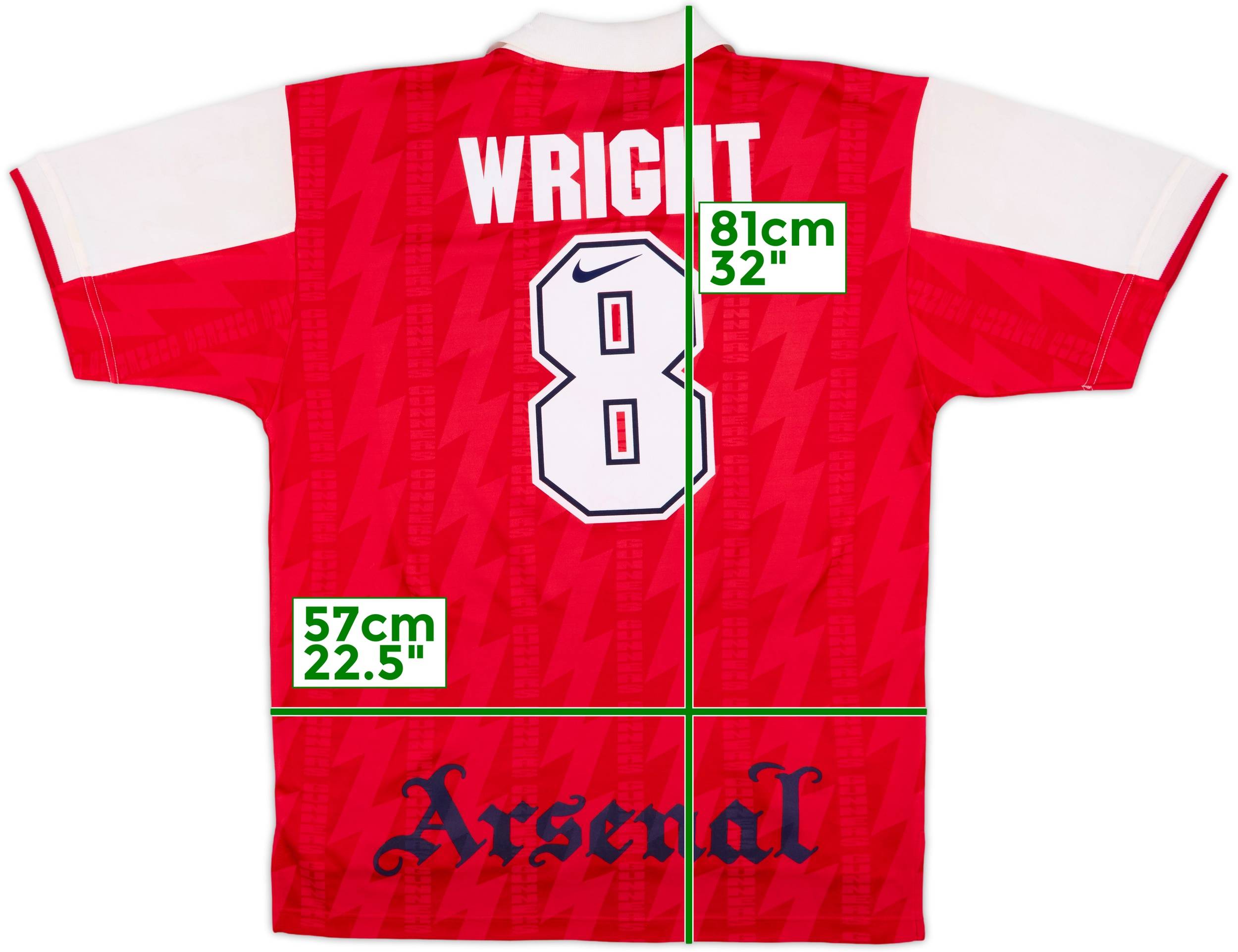 1994-96 Arsenal Home Shirt Wright #8 - 9/10 - (L)