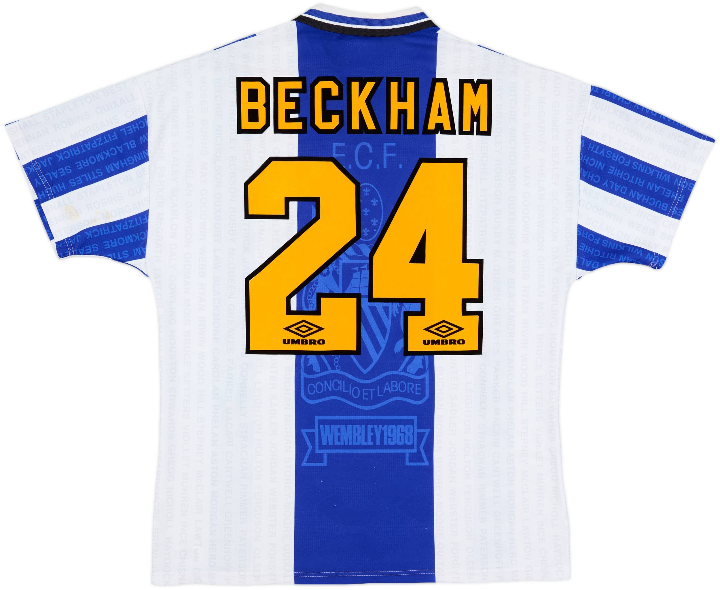 【正規94-96 Manchester United BECKHAM#24】 1994-96 Manchester United Home Shirt Beckham #24 - 8/10 - (M)