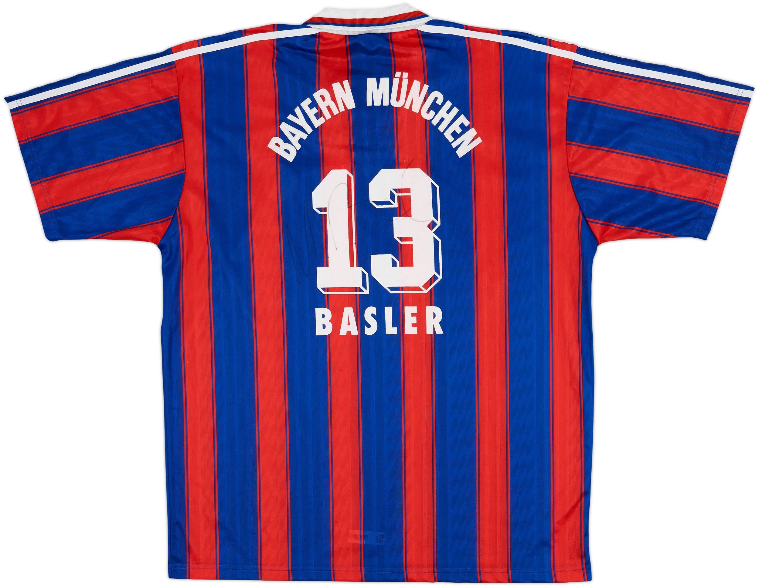 1995-97 Bayern Munich Signed Home Shirt Basler #13 - 8/10 - (XL)