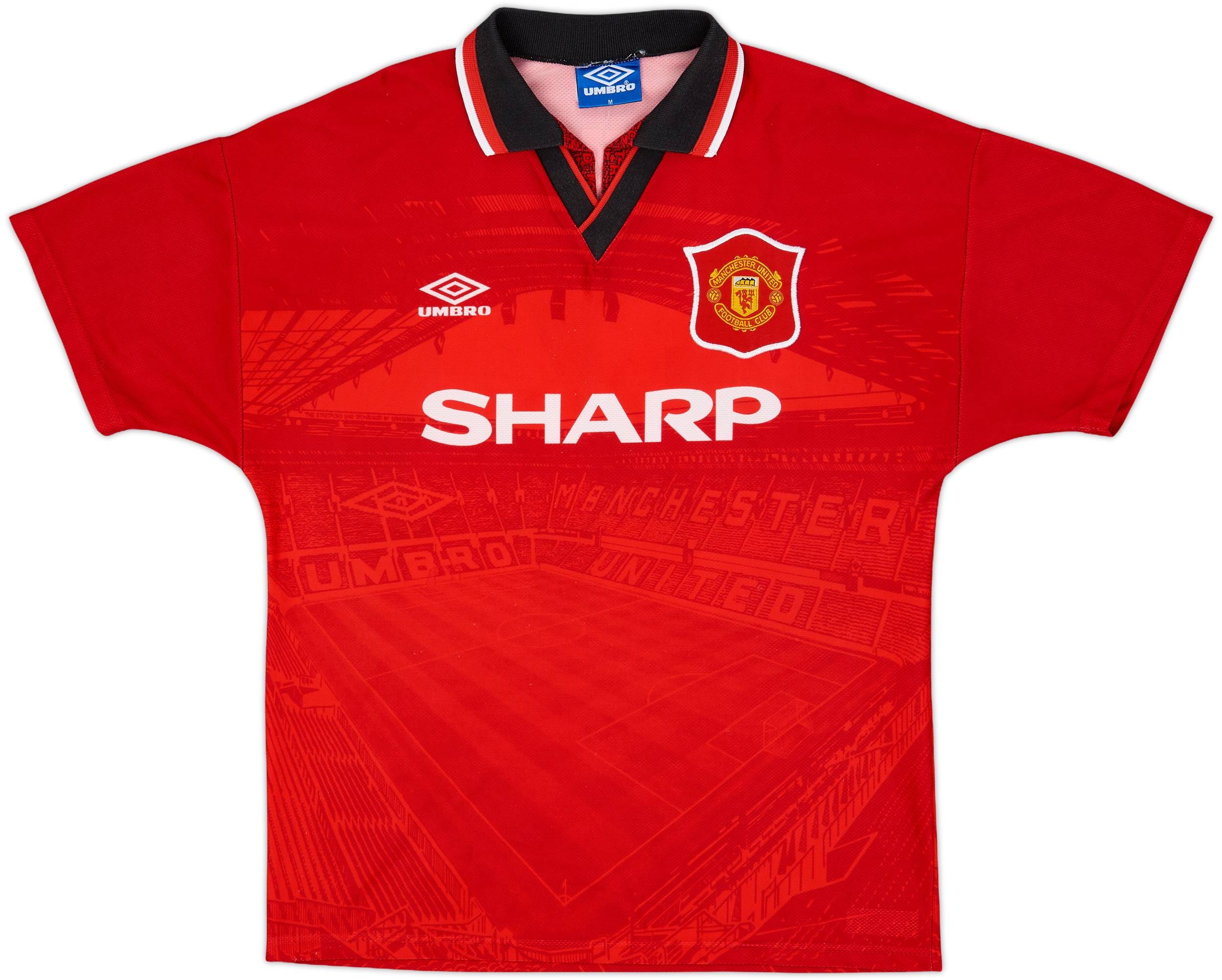 【正規94-96 Manchester United BECKHAM#24】 1994-96 Manchester United Home Shirt Beckham #24 - 8/10 - (M)