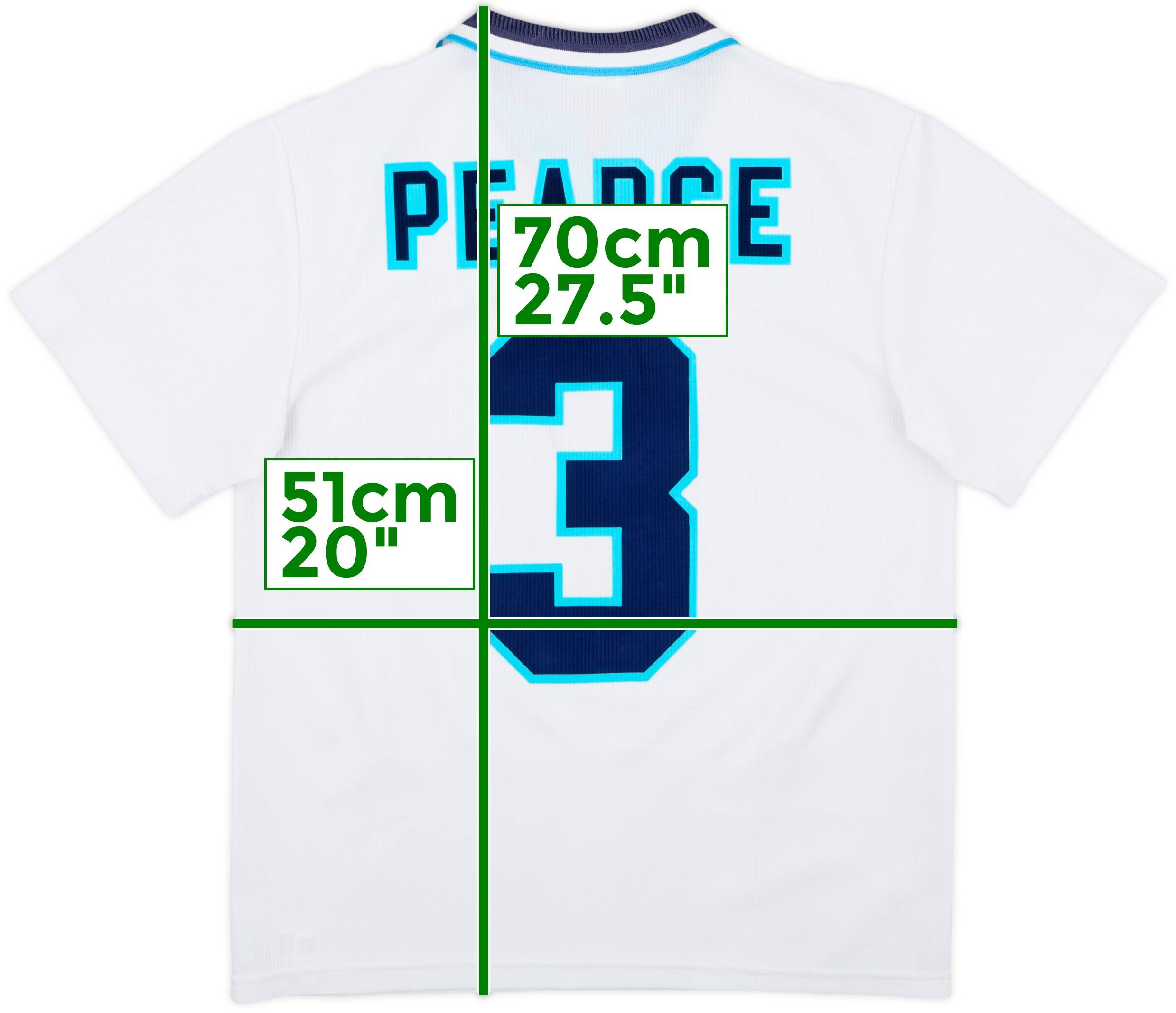 1995-97 England Home Shirt Pearce #3 - 7/10 - (M)