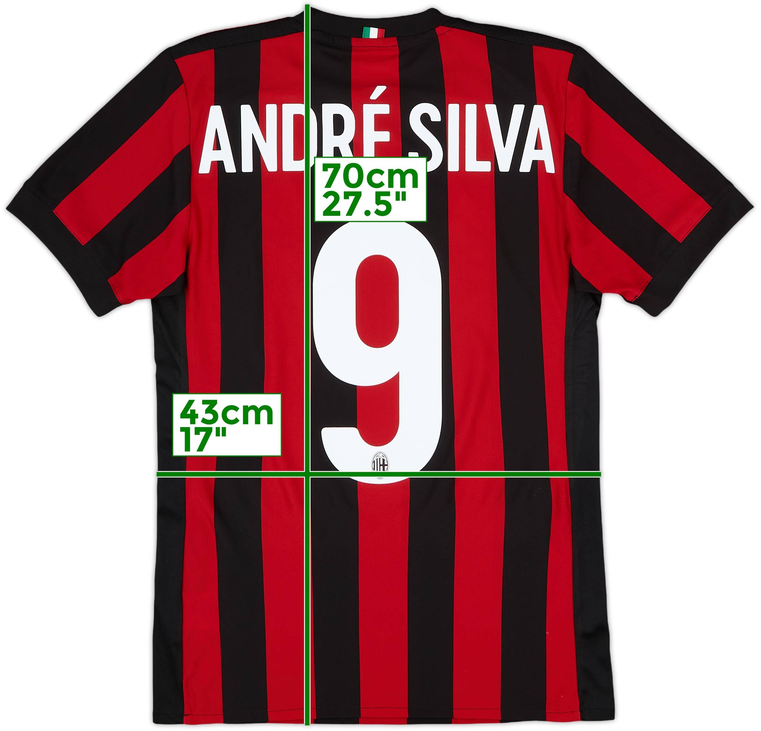 AC Milan ユニフォーム Kappa 背番号9 2017-18 AC Milan Home Shirt Andre Silva #9 - 9/10 - (XS)