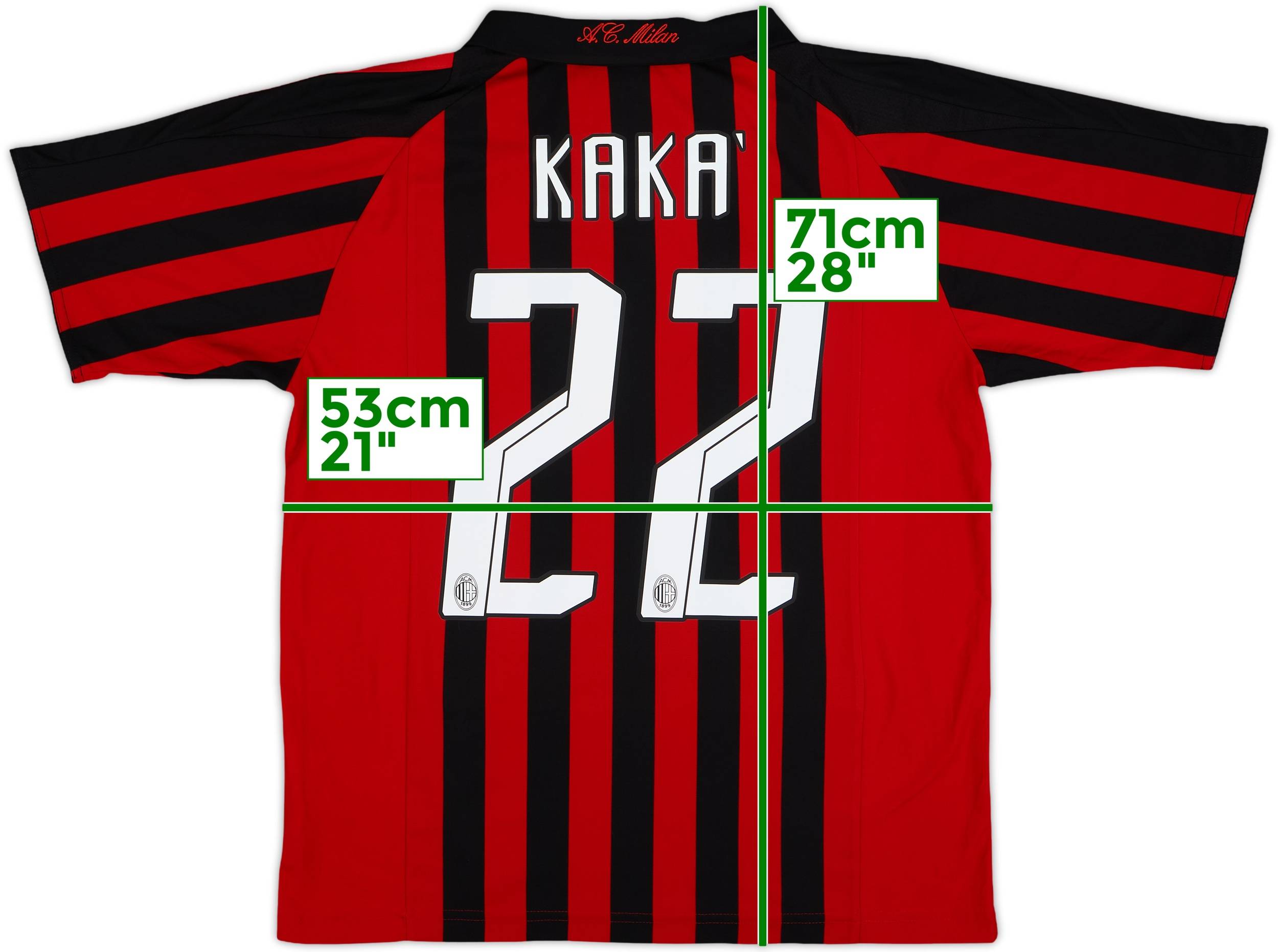 2007-08 AC Milan Home Shirt Kaka #22 - 6/10 - (XL.Boys)