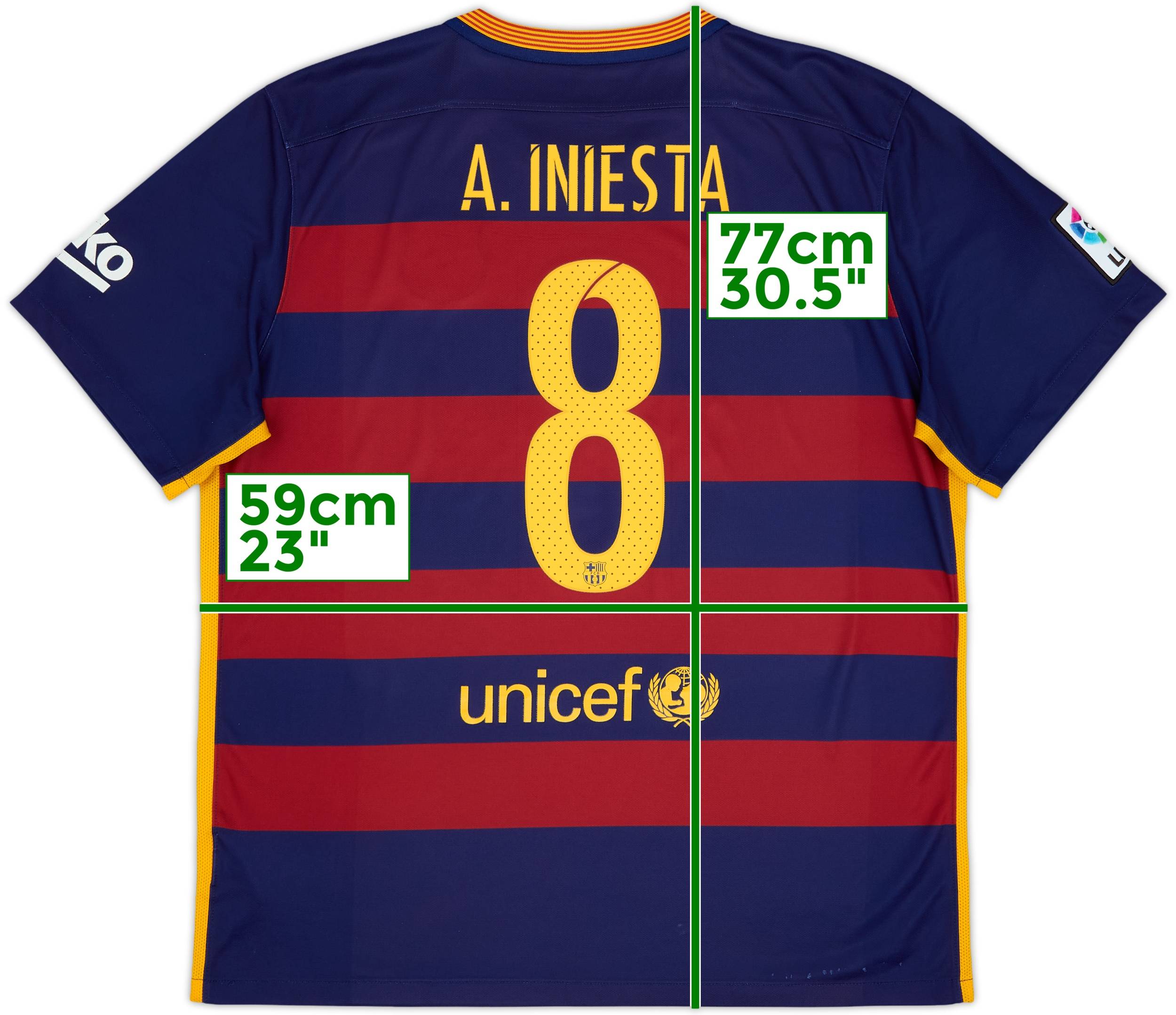 2015-16 Barcelona Home Shirt A.Iniesta #8 - 8/10 - (XL)