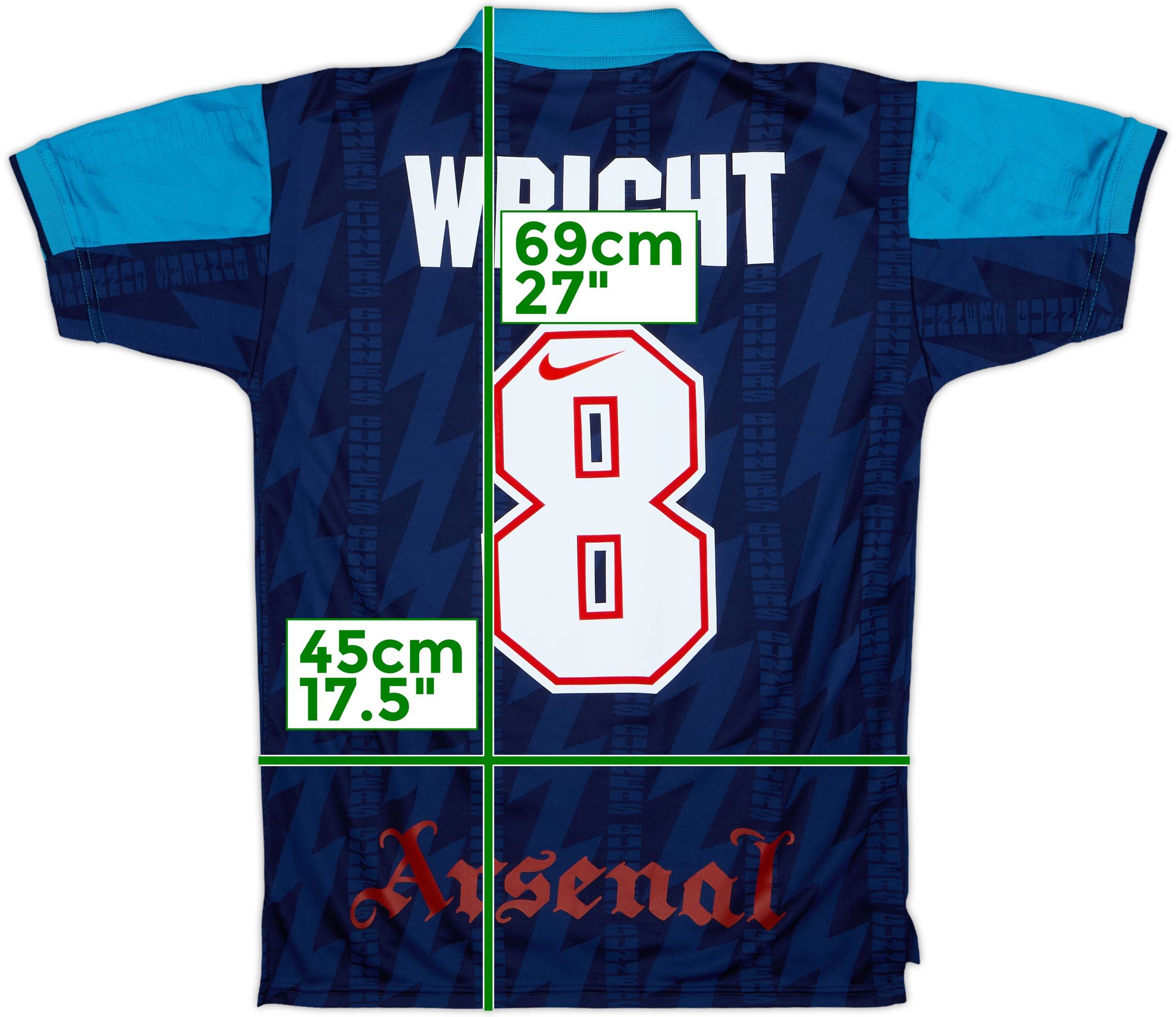 1994-95 Arsenal Away Shirt Wright #8 - 10/10 - (L.Boys)