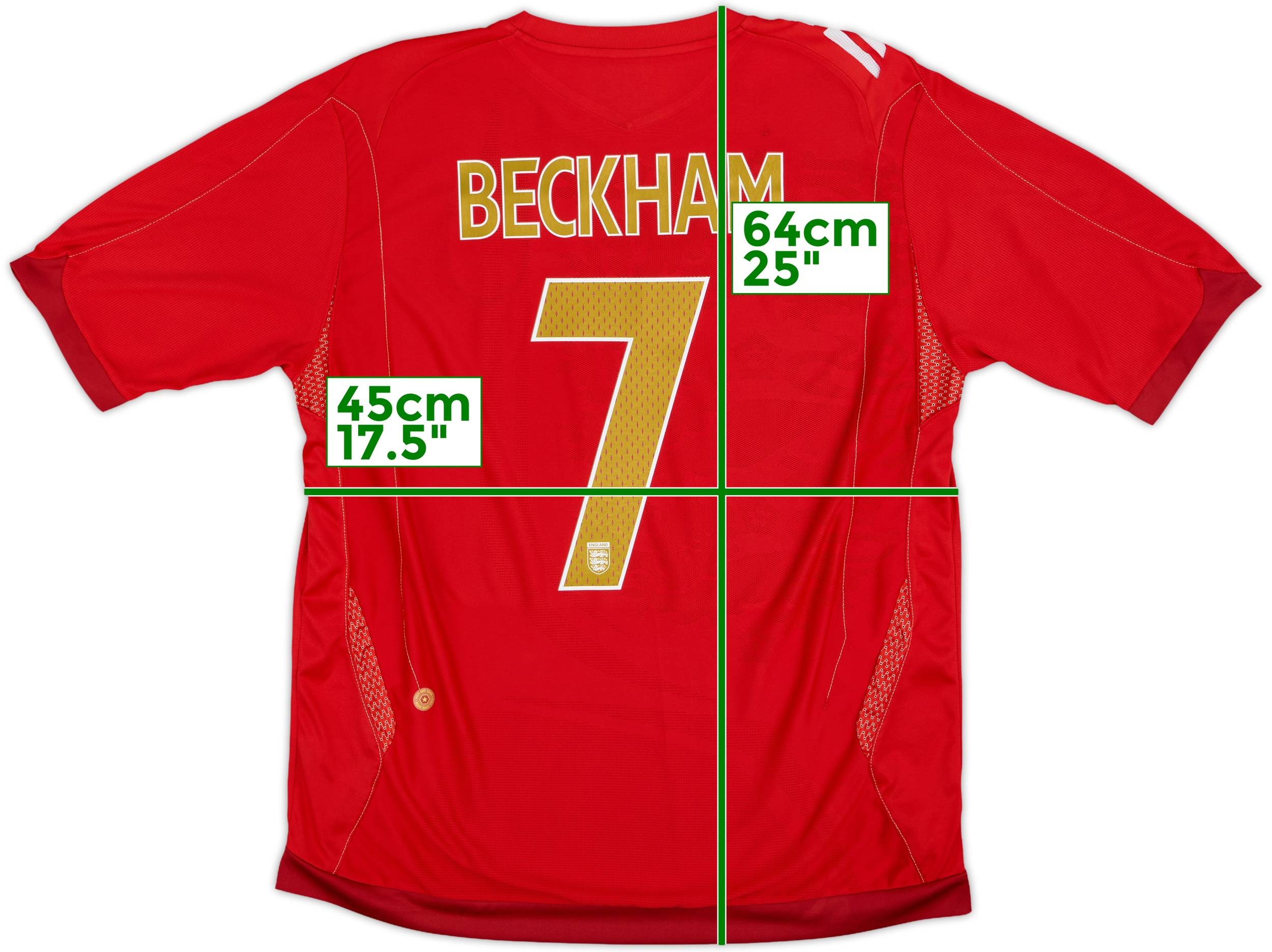 2006-08 England Away Shirt Beckham #7 - 7/10 - (XL)