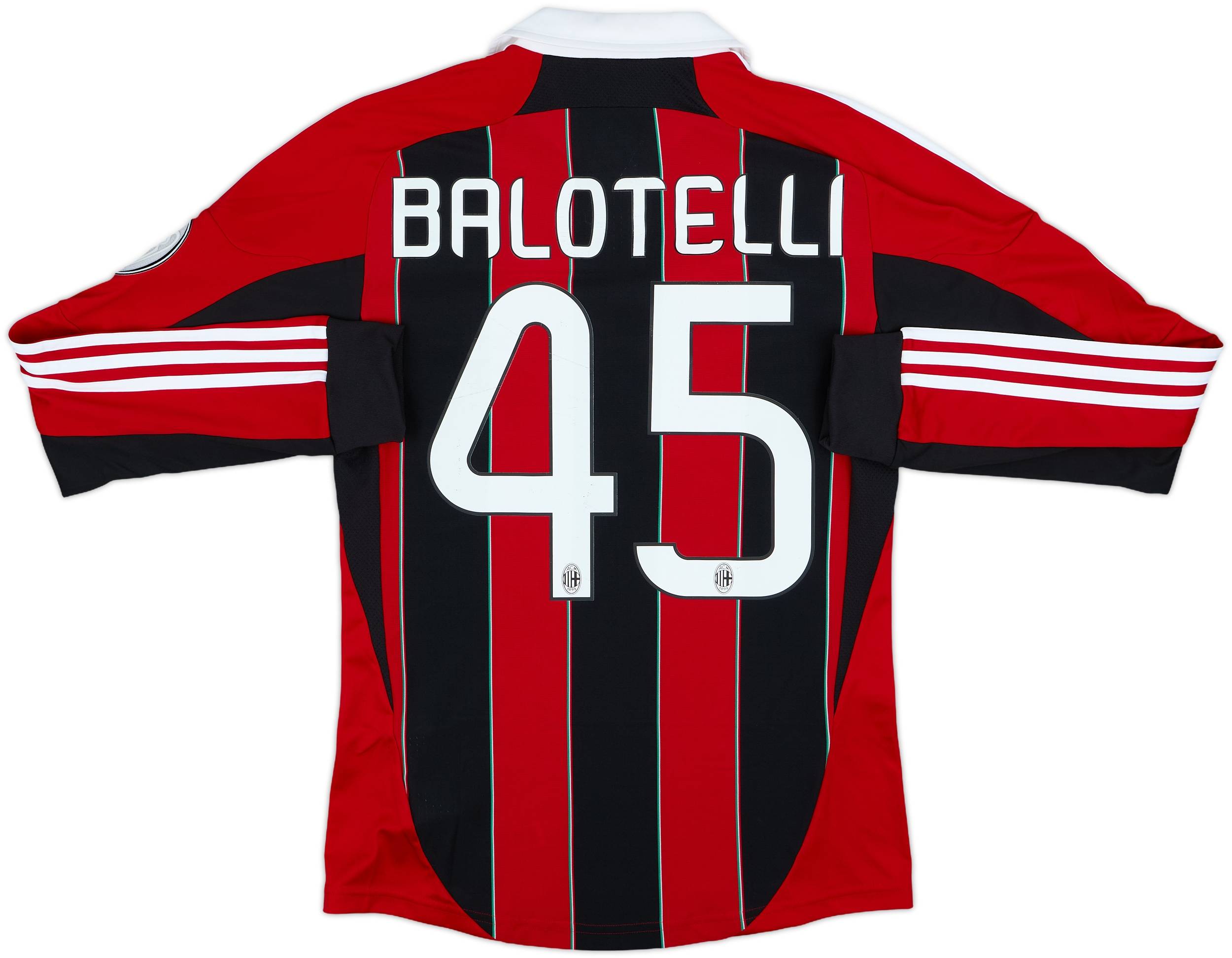 2012-13 AC Milan Home L/S Shirt Balotelli #45 - 7/10 - (S)