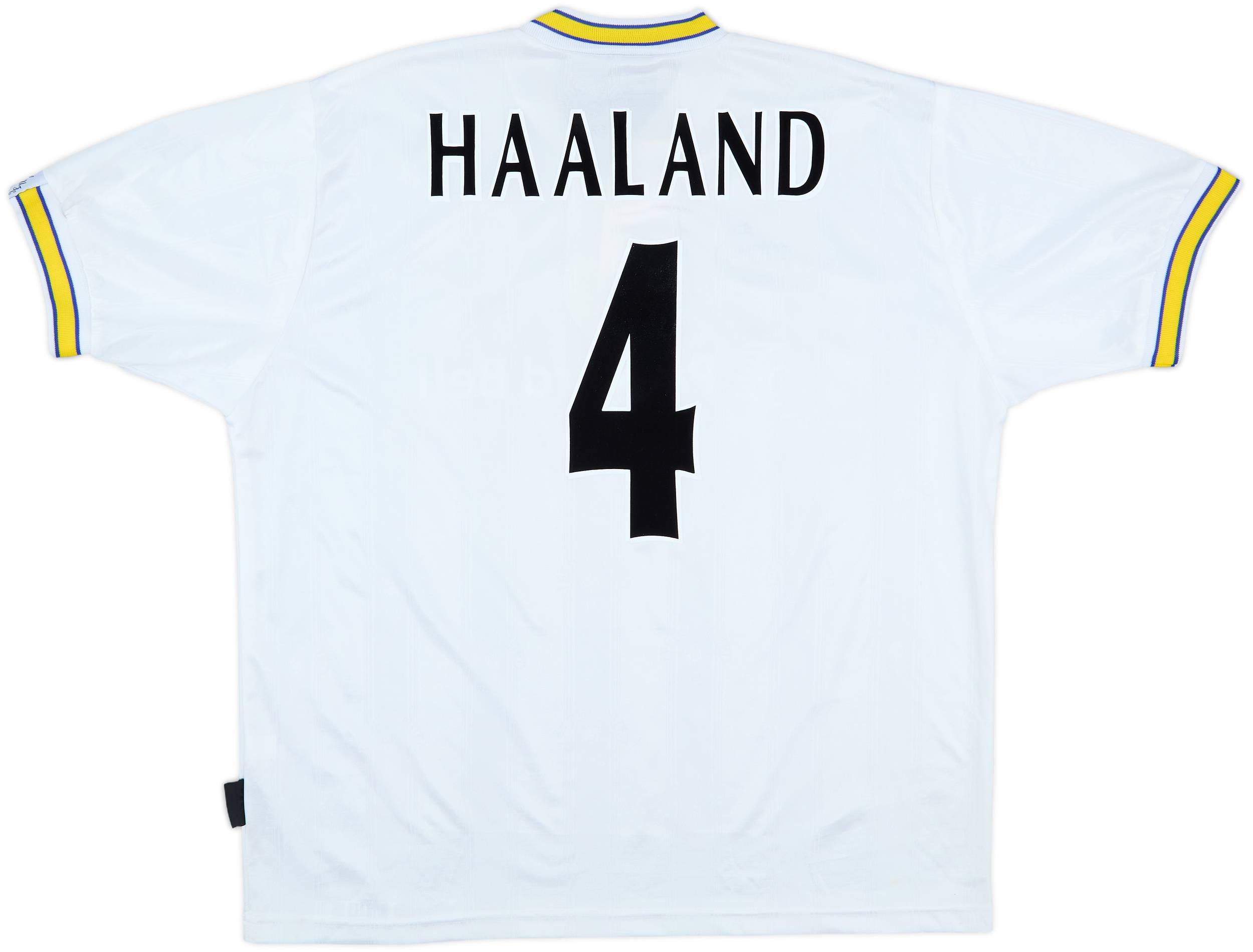 1996-98 Leeds United Home Shirt Haaland #4 - 8/10 - (XL)