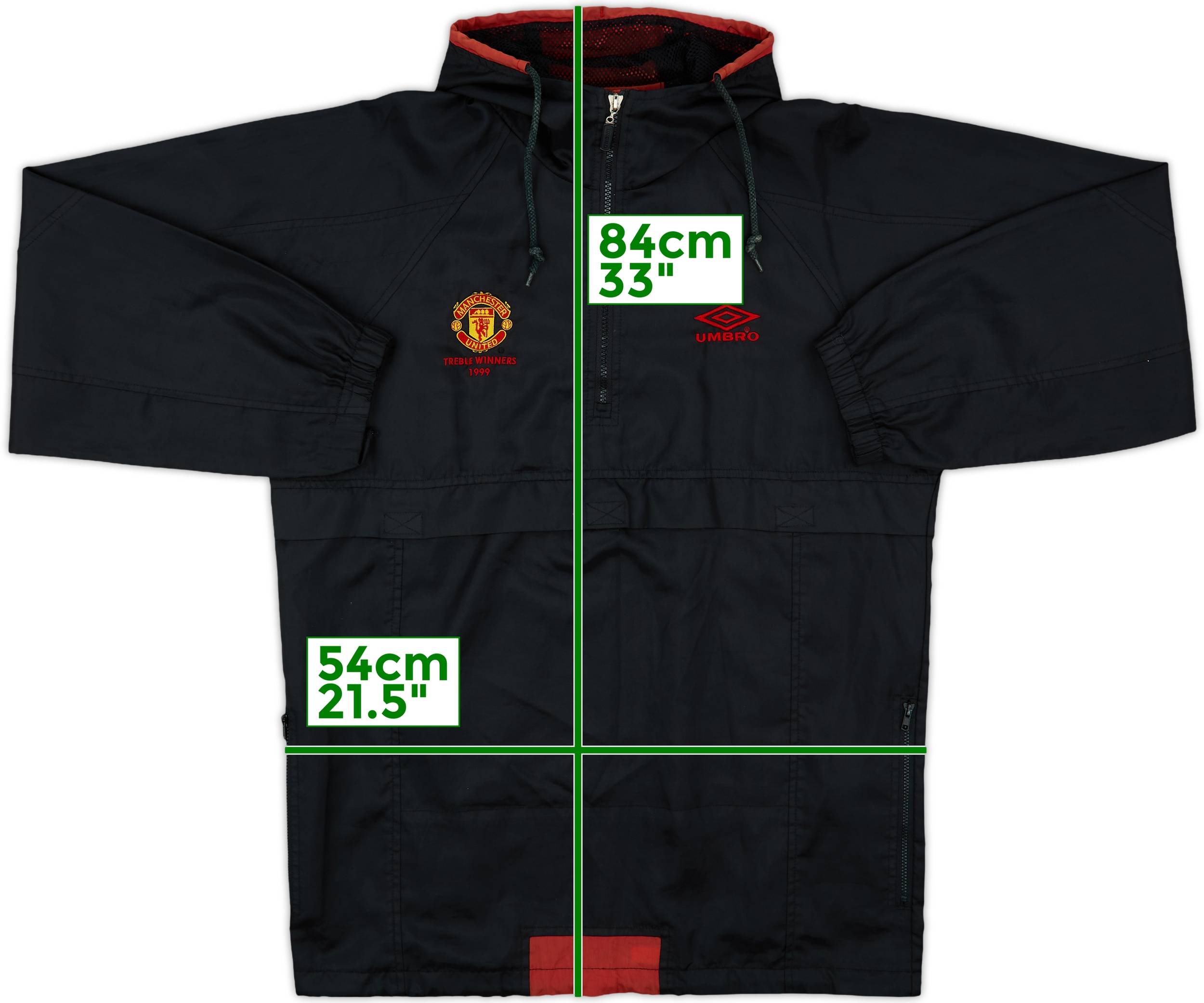 1999-00 Manchester United Umbro 'Treble Winners' 1/4 Zip Hooded