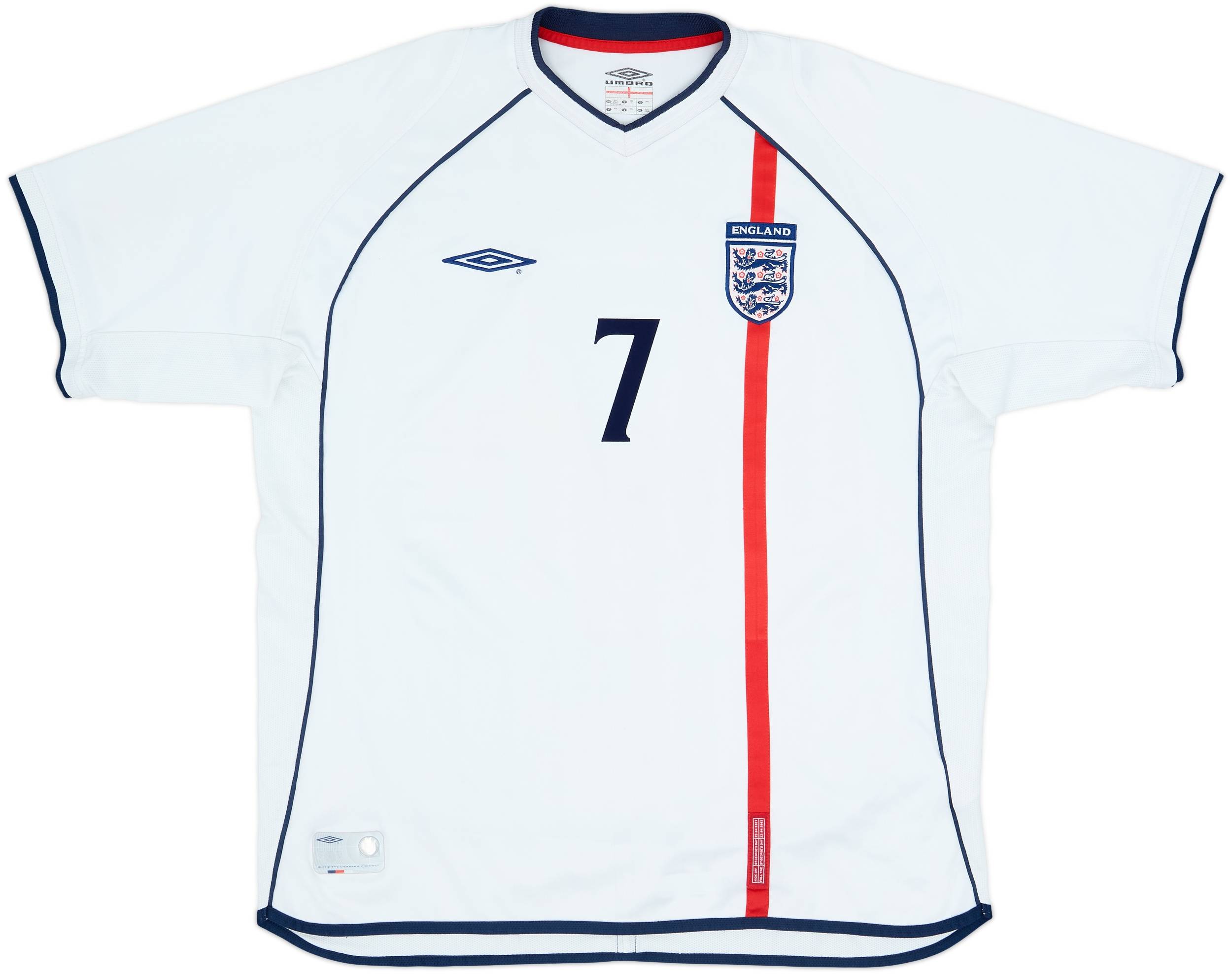 2001-03 England Home Shirt Beckham #7 - 6/10 - (XXL)