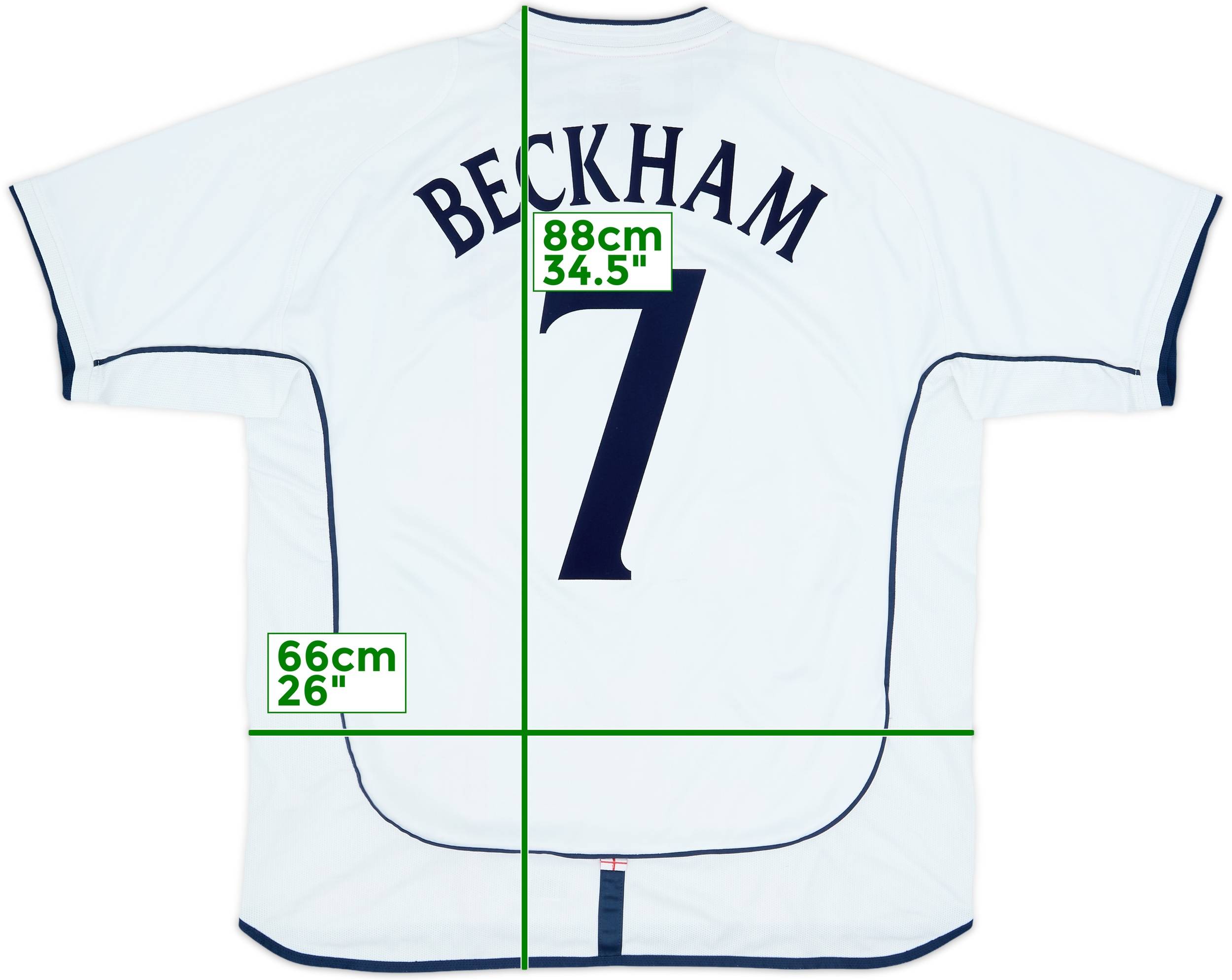 2001-03 England Home Shirt Beckham #7 - 6/10 - (XXL)