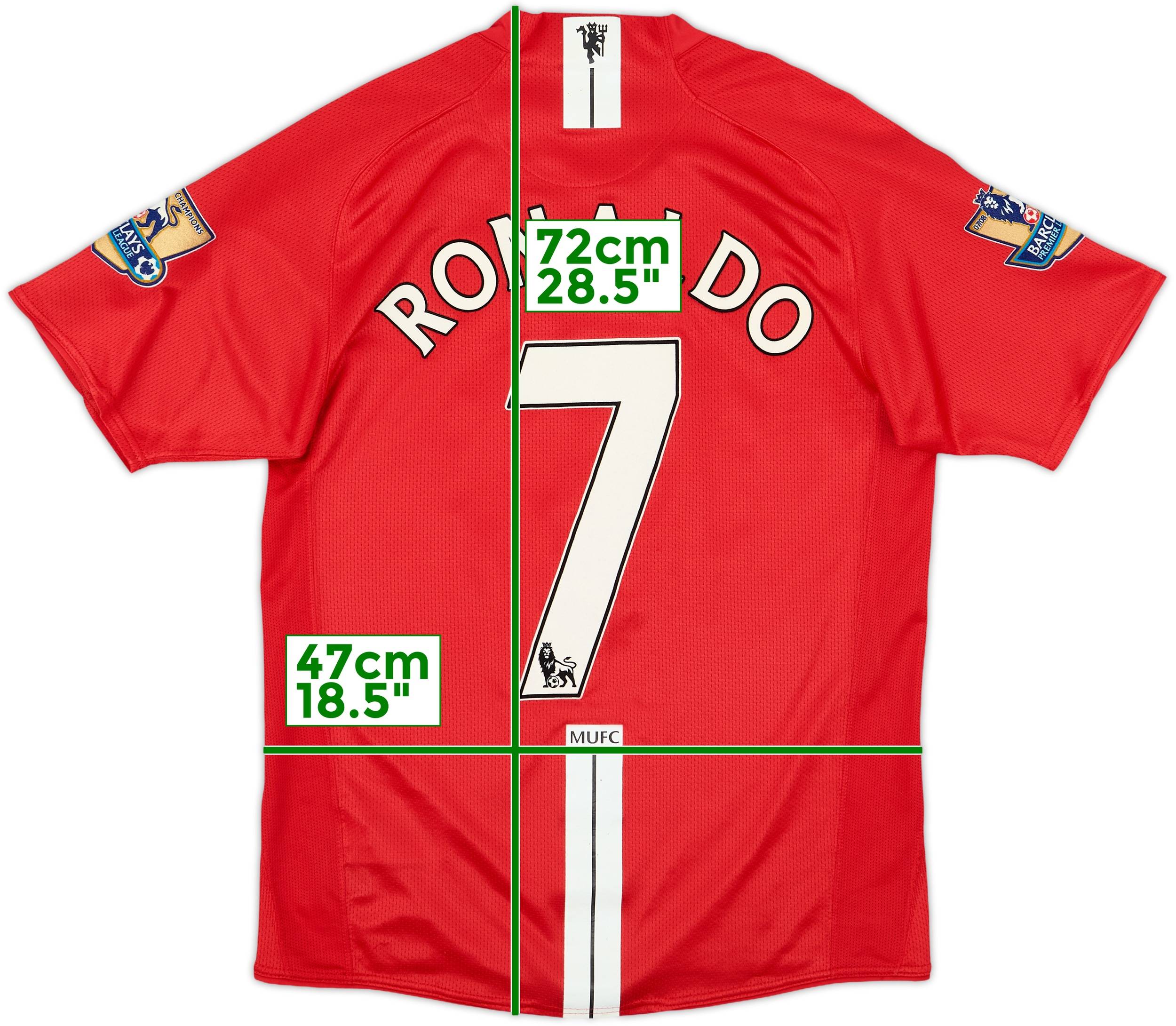 MANCHESTER UNITED 07-09 ホームユニフォーム 2007-09 Manchester United Home Shirt Ronaldo #7 - 7/10 - (S)