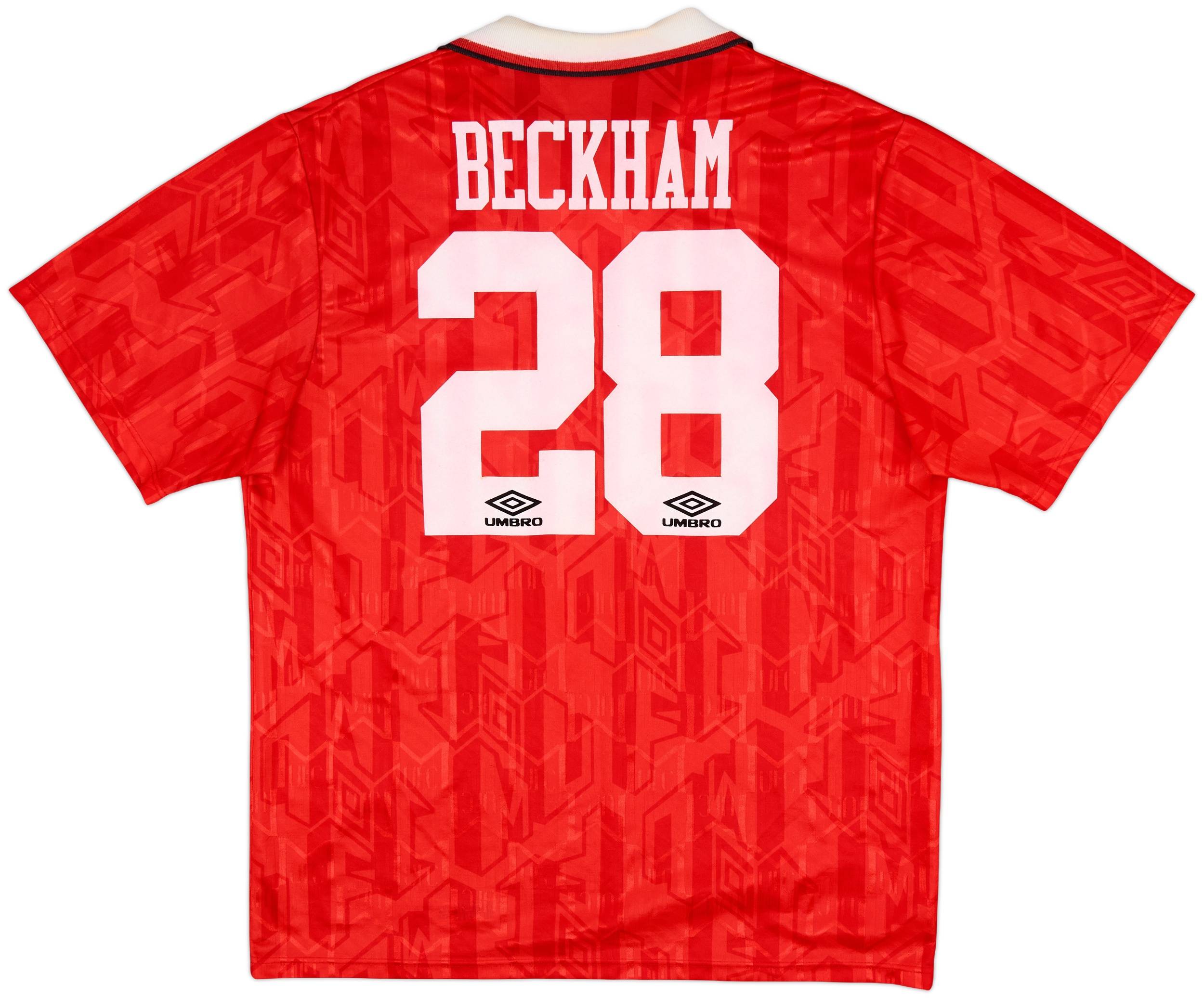 1992-94 Manchester United Home Shirt Beckham #28 - 8/10 - (XL)