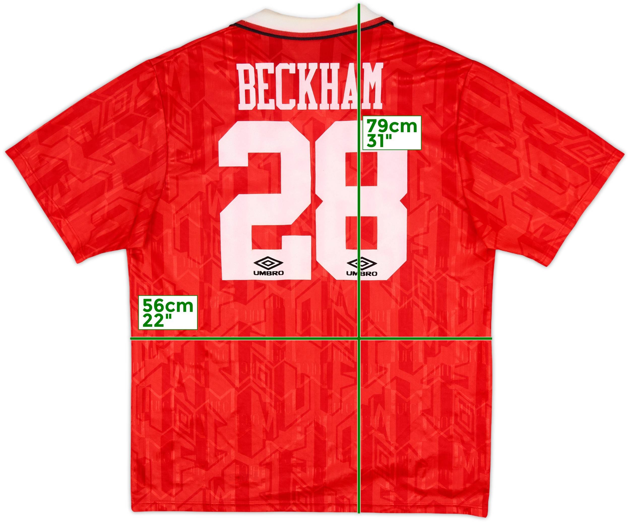 1992-94 Manchester United Home Shirt Beckham #28 - 8/10 - (XL)