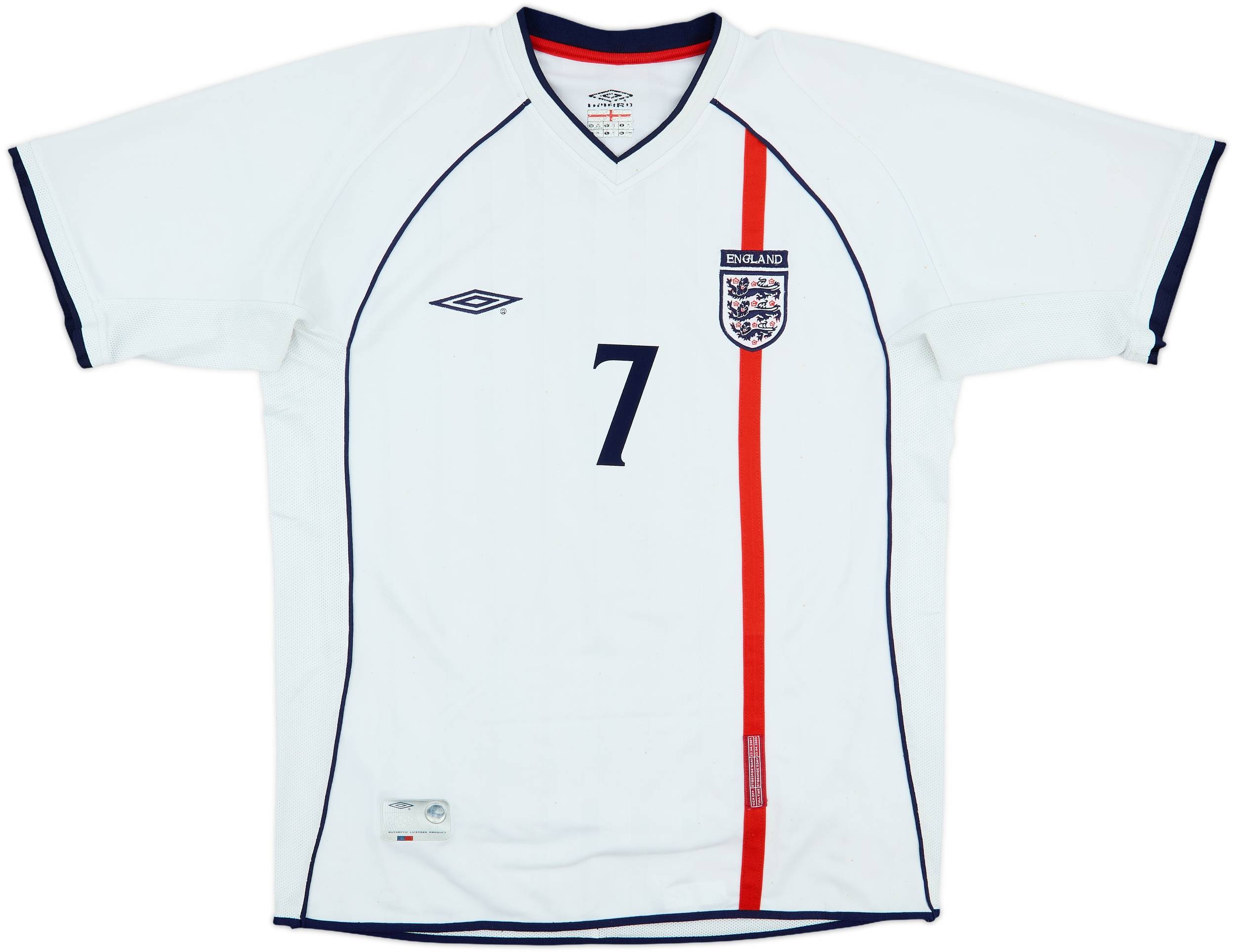 2001-03 England Home Shirt Beckham #7 - 5/10 - (XL)