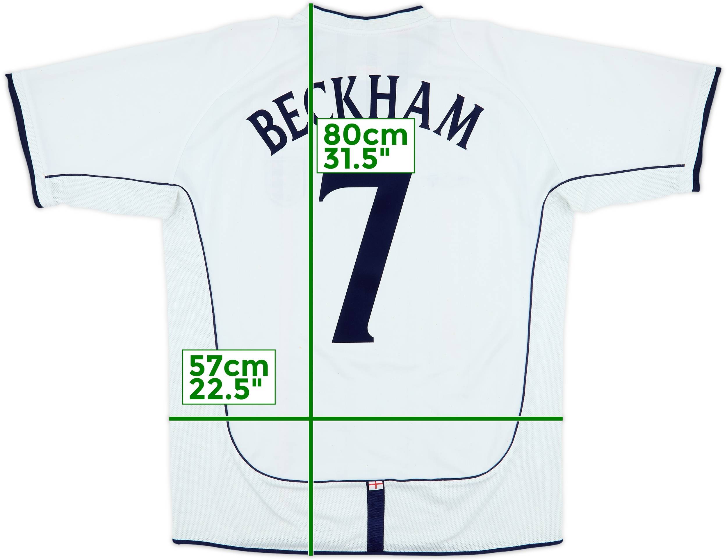 2001-03 England Home Shirt Beckham #7 - 5/10 - (XL)