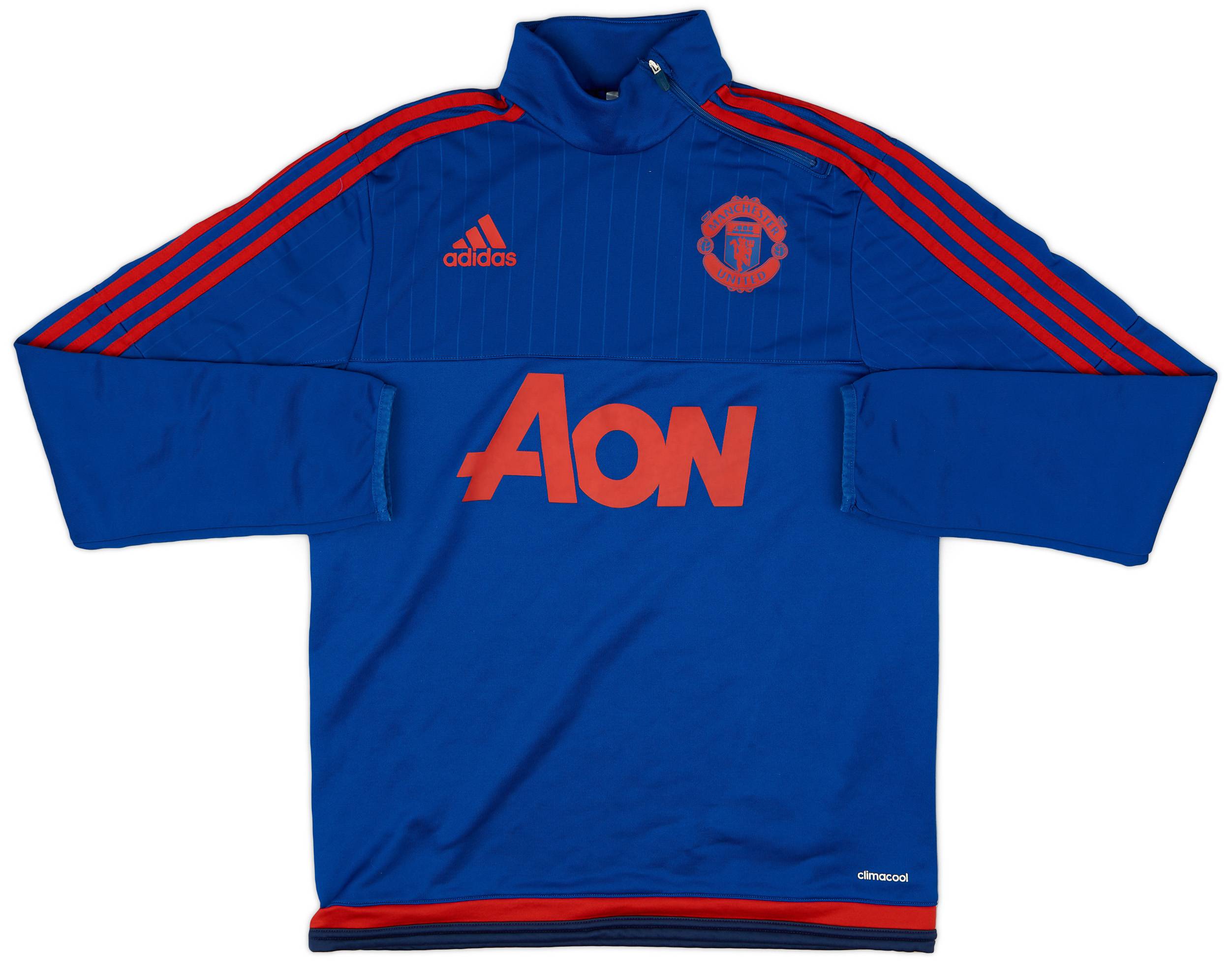 2015-16 Manchester United adidas 1/4 Zip Sweat Top - 9/10 - (S)