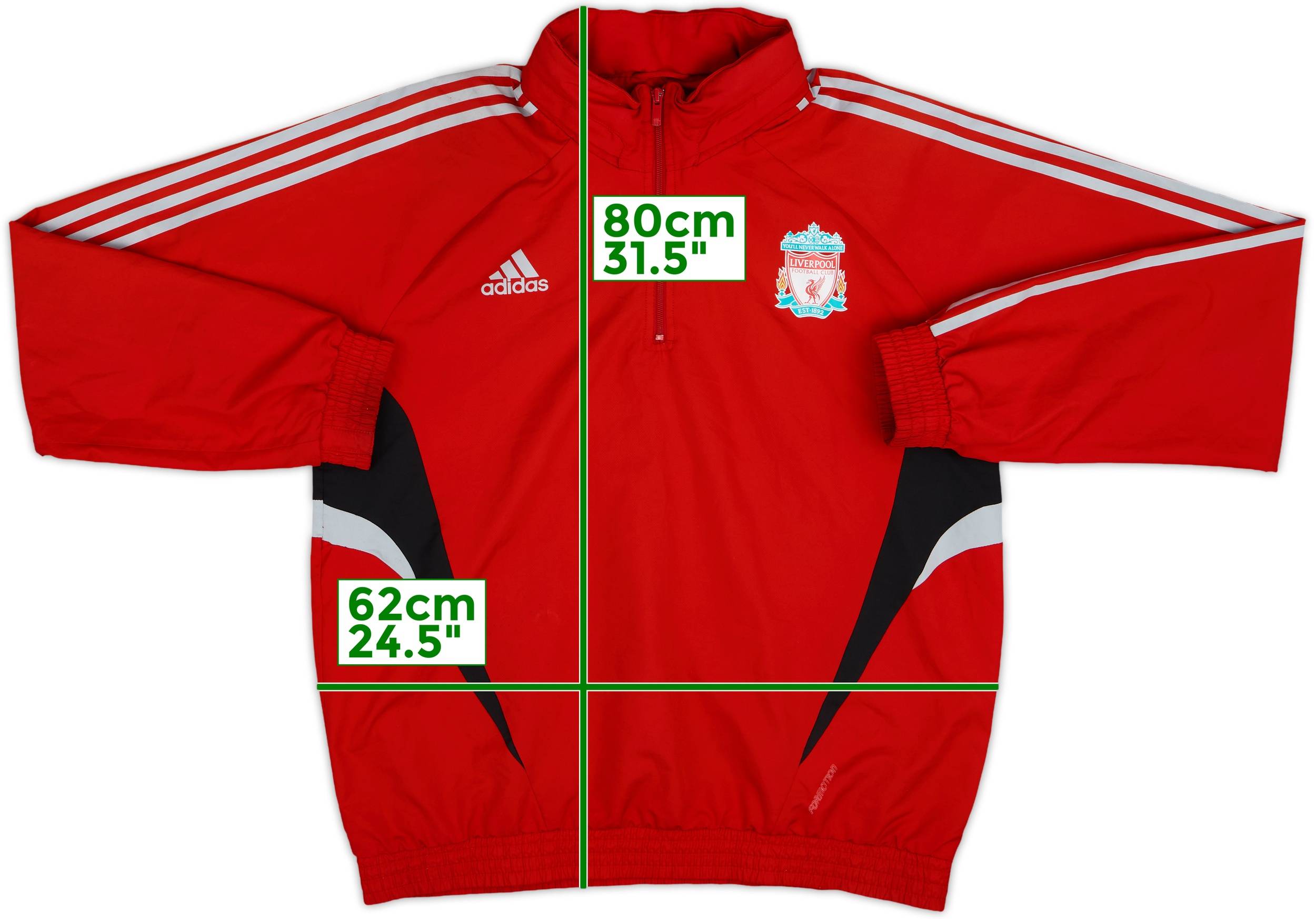 2008-09 Liverpool adidas 1/4 Zip Hooded Rain Jacket - 8/10