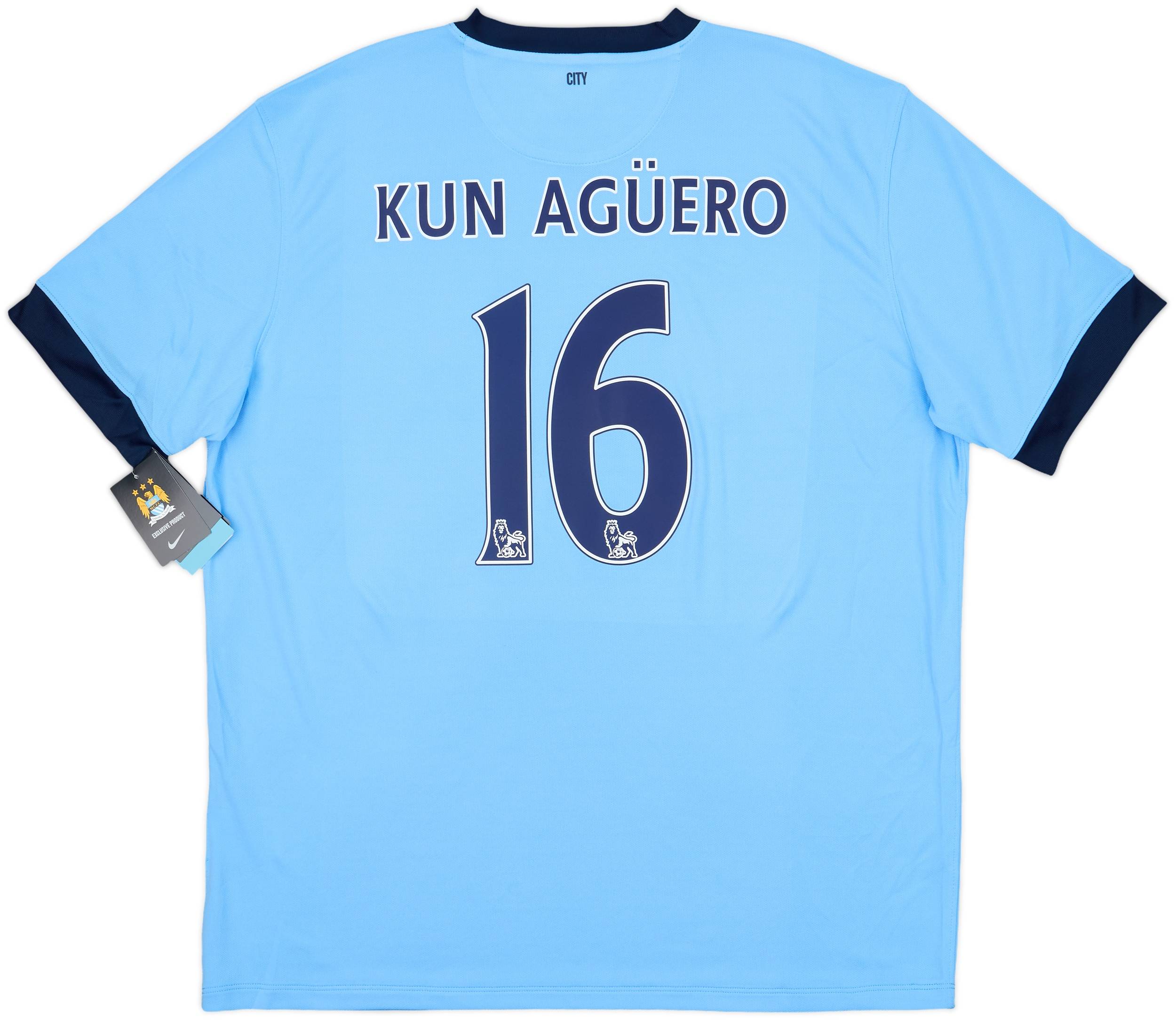 マンチェスター・シティ KUN AGÜERO 16 シャツ M 2014-15 Manchester City Home Shirt Kun Aguero #16 (XXL)