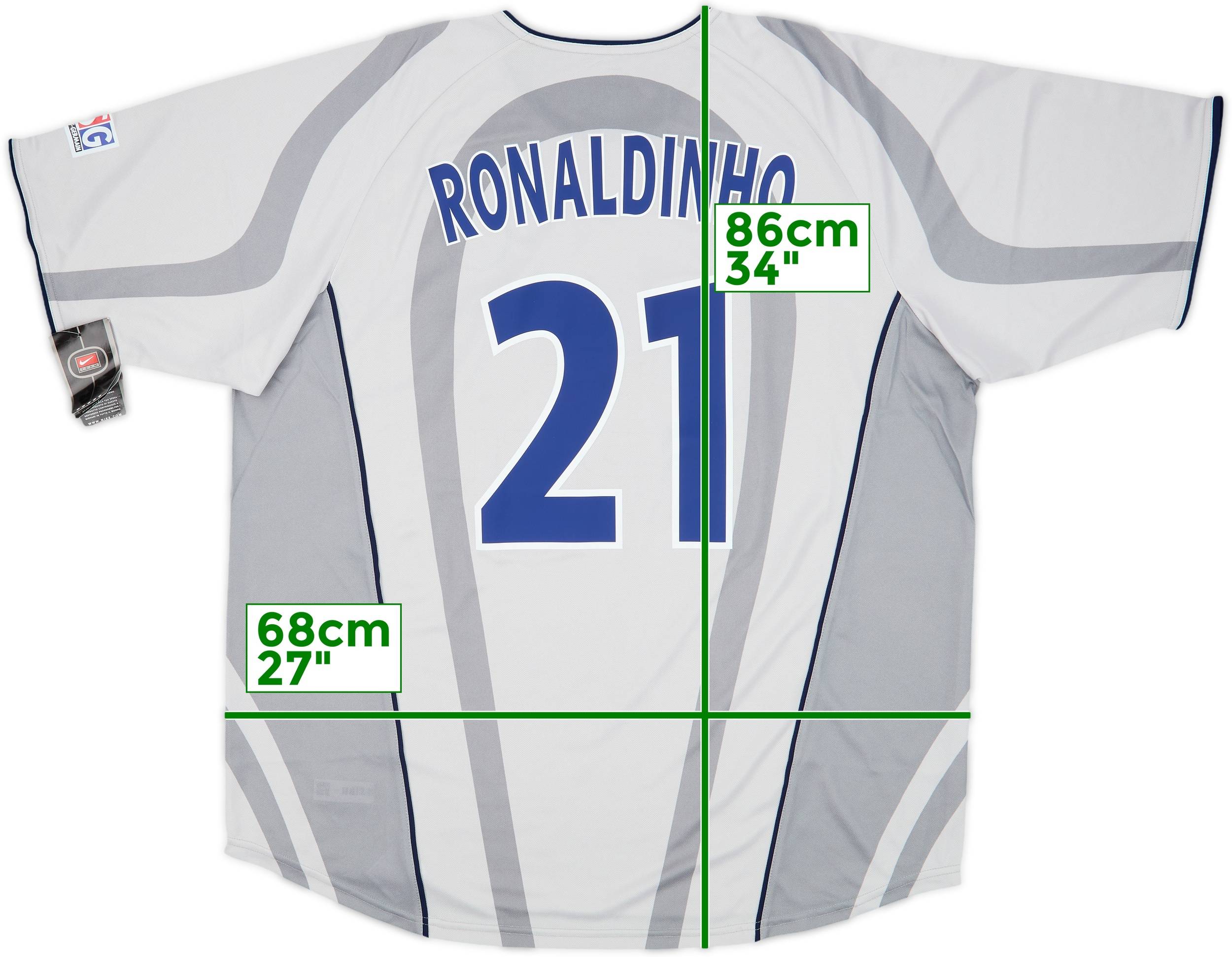 パリ・サンジェルマン RONALDINHO 21番 半袖シャツ 2001-02 Paris Saint-Germain Away Shirt Ronaldinho #21 (XXL)