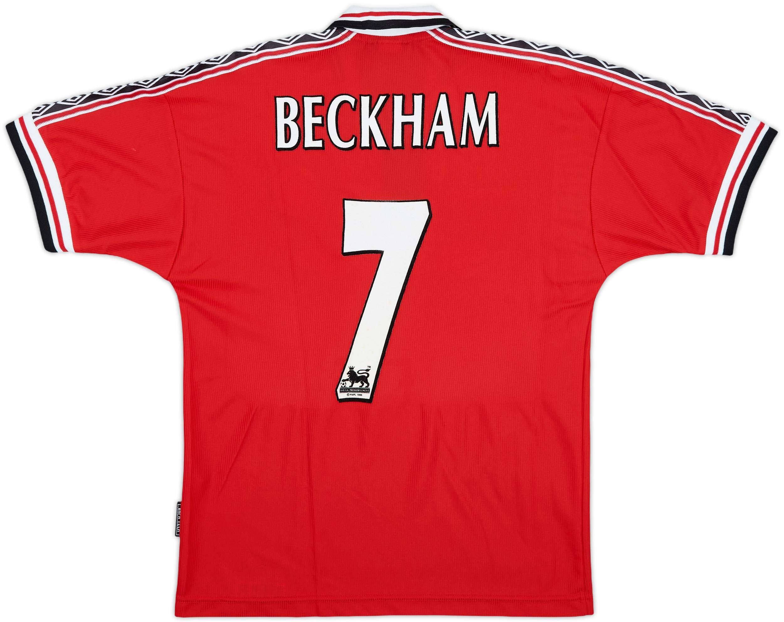1998-00 Manchester United Home Shirt Beckham #7 - 8/10 - (L.Boys)