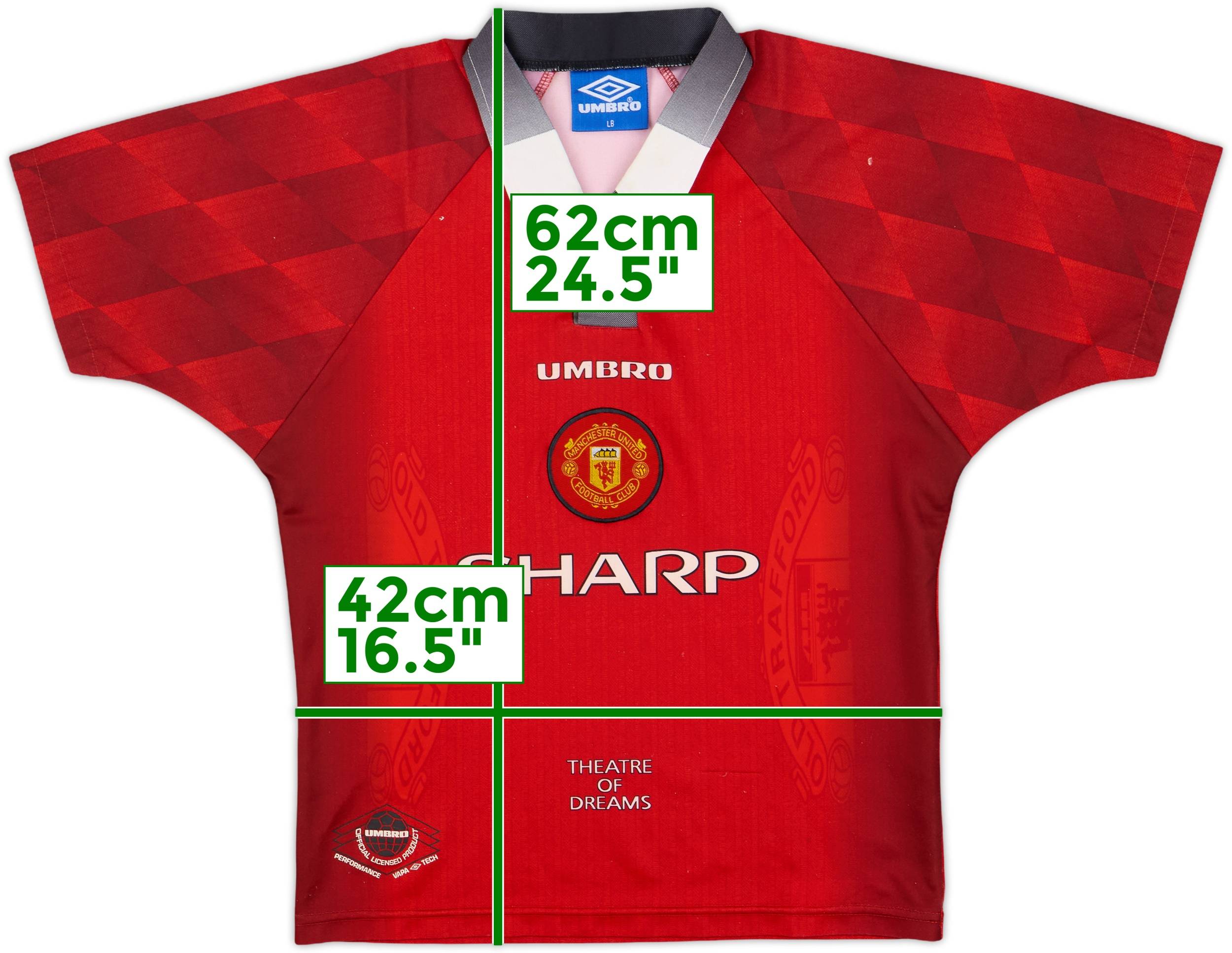 1996-98 Manchester United Home Shirt - 7/10 - (L.Boys)
