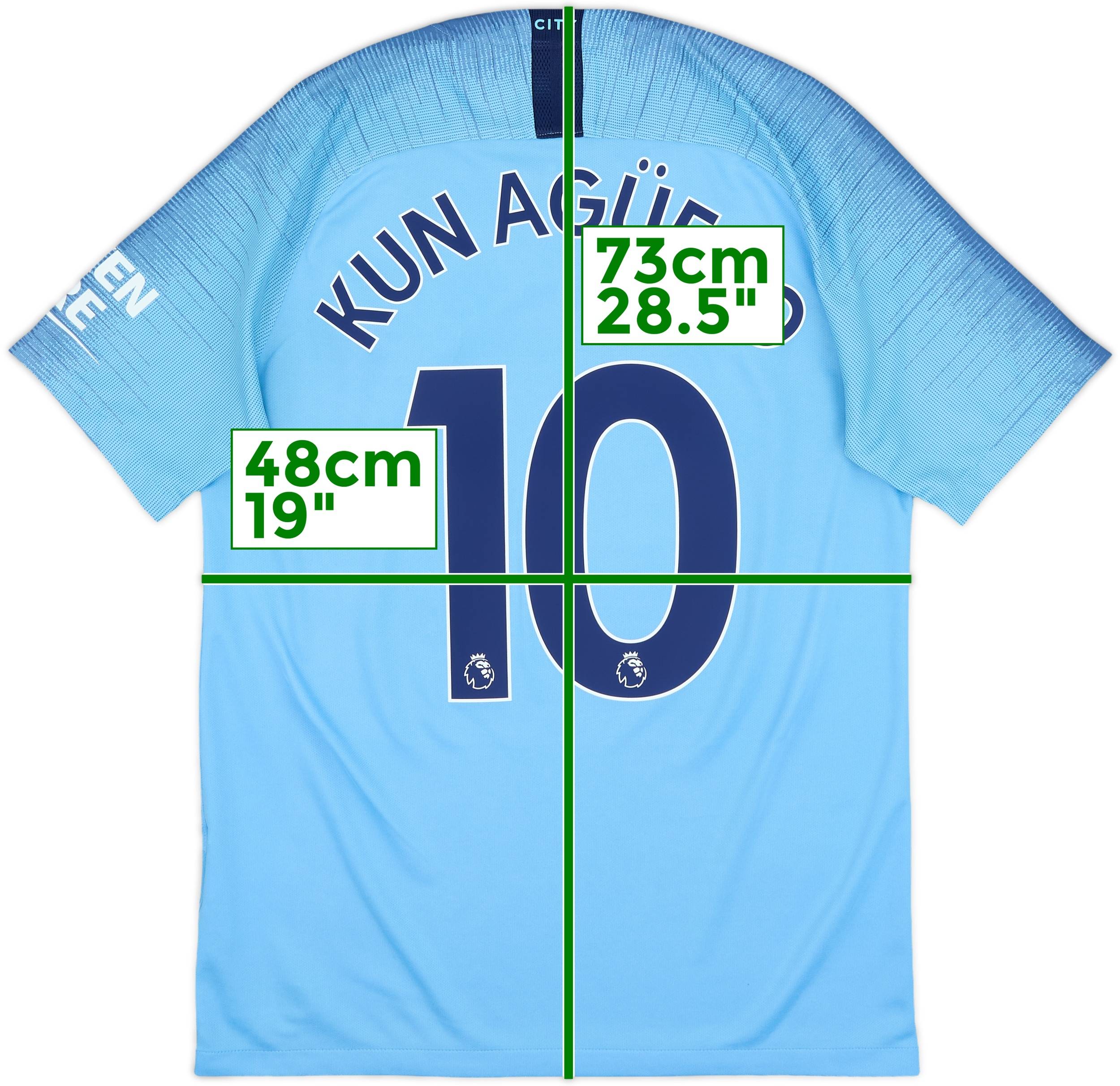 2018-19 Manchester City Home Shirt Kun Aguero #10 - 9/10 - (M) 2018-19 Manchester City Home Shirt Kun Aguero #10 - 9/10 - (M)