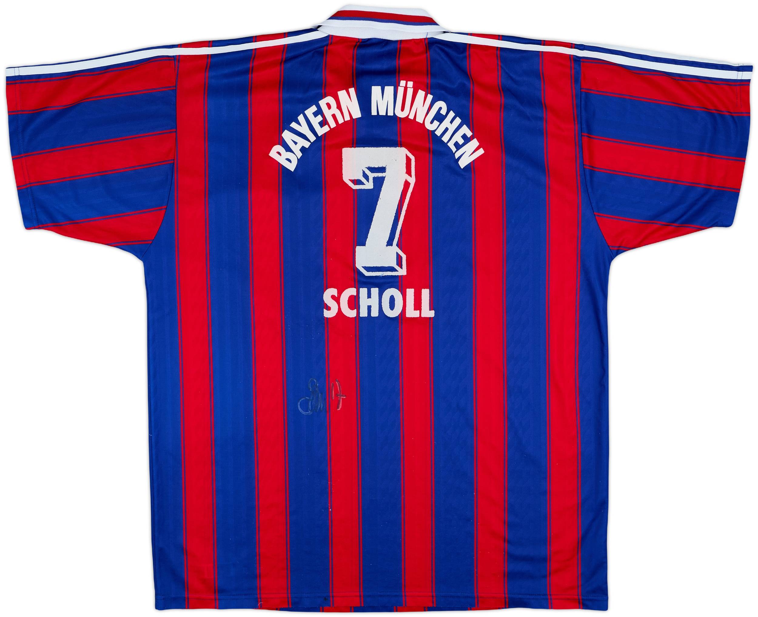 1995-97 Bayern Munich Signed Home Shirt Scholl #7 - 6/10 - (XXL)