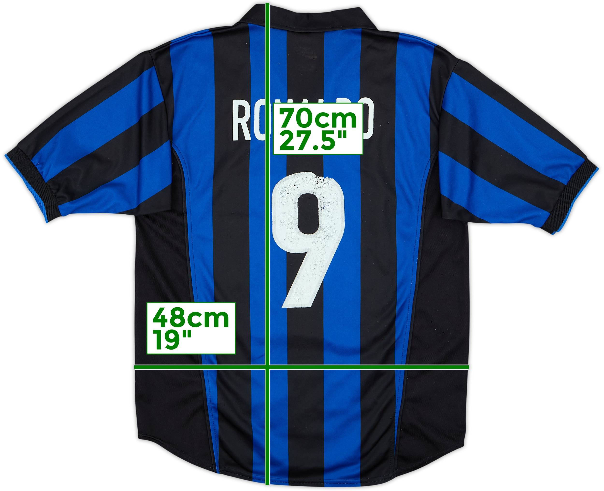 1998-99 Inter Milan Home Shirt Ronaldo #9 - 6/10 - (XL.Boys)