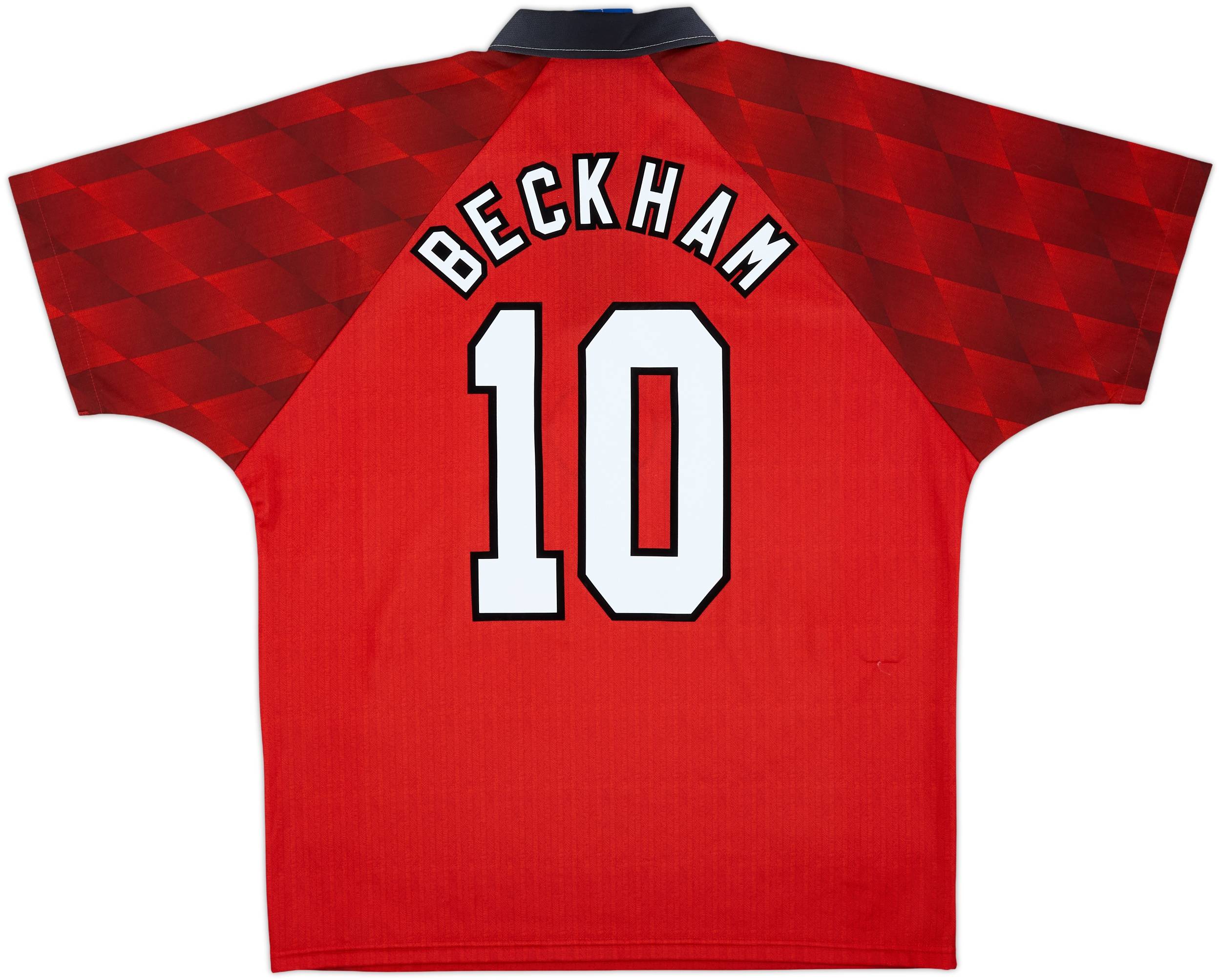 1996-98 Manchester United Home Shirt Beckham #10 - 7/10 - (L)