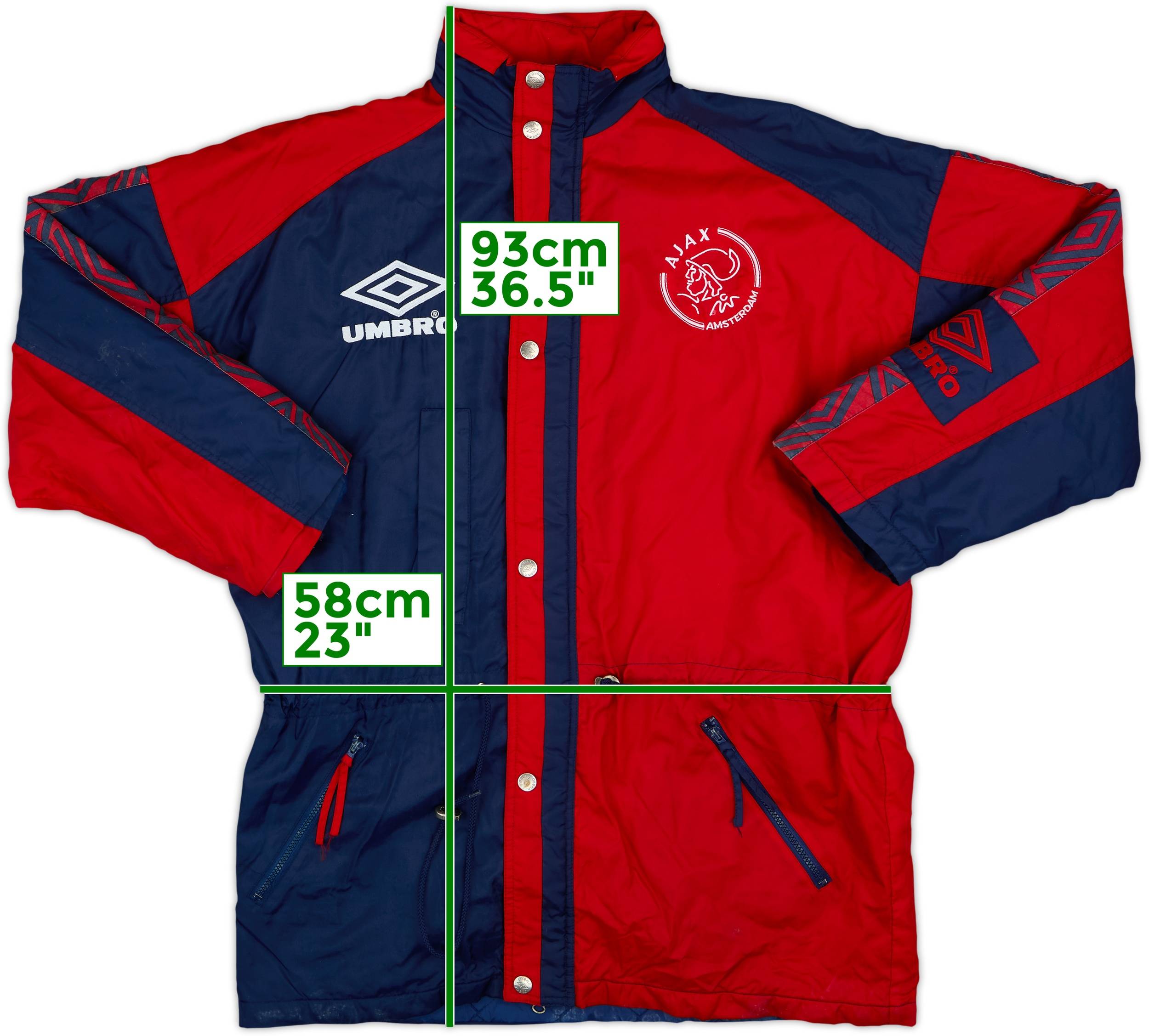 1996-97 Ajax Umbro Padded Bench Coat - 8/10 - (L)