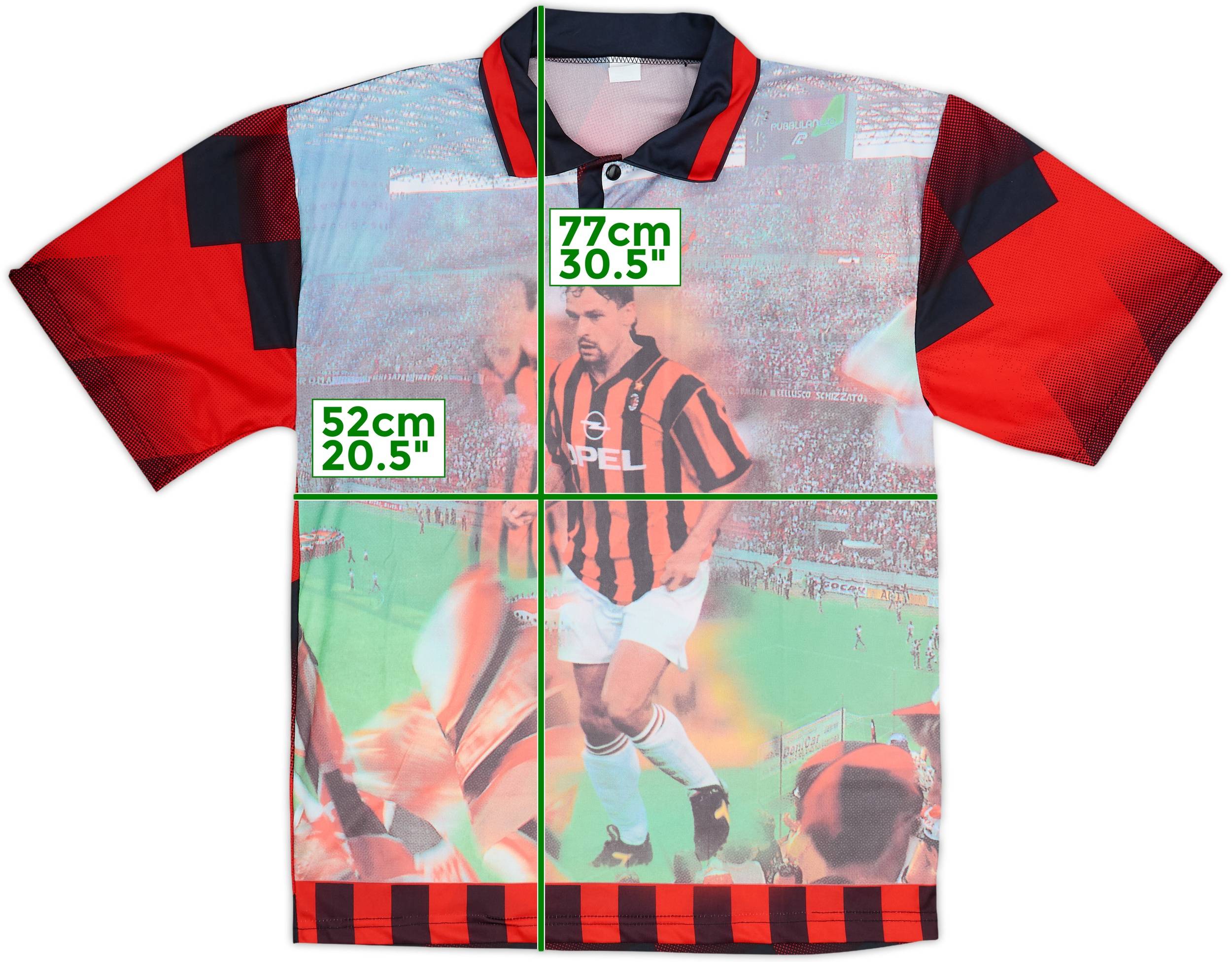 1996-97 AC Milan Graphic Shirt R.Baggio #18 - 8/10 - (L)