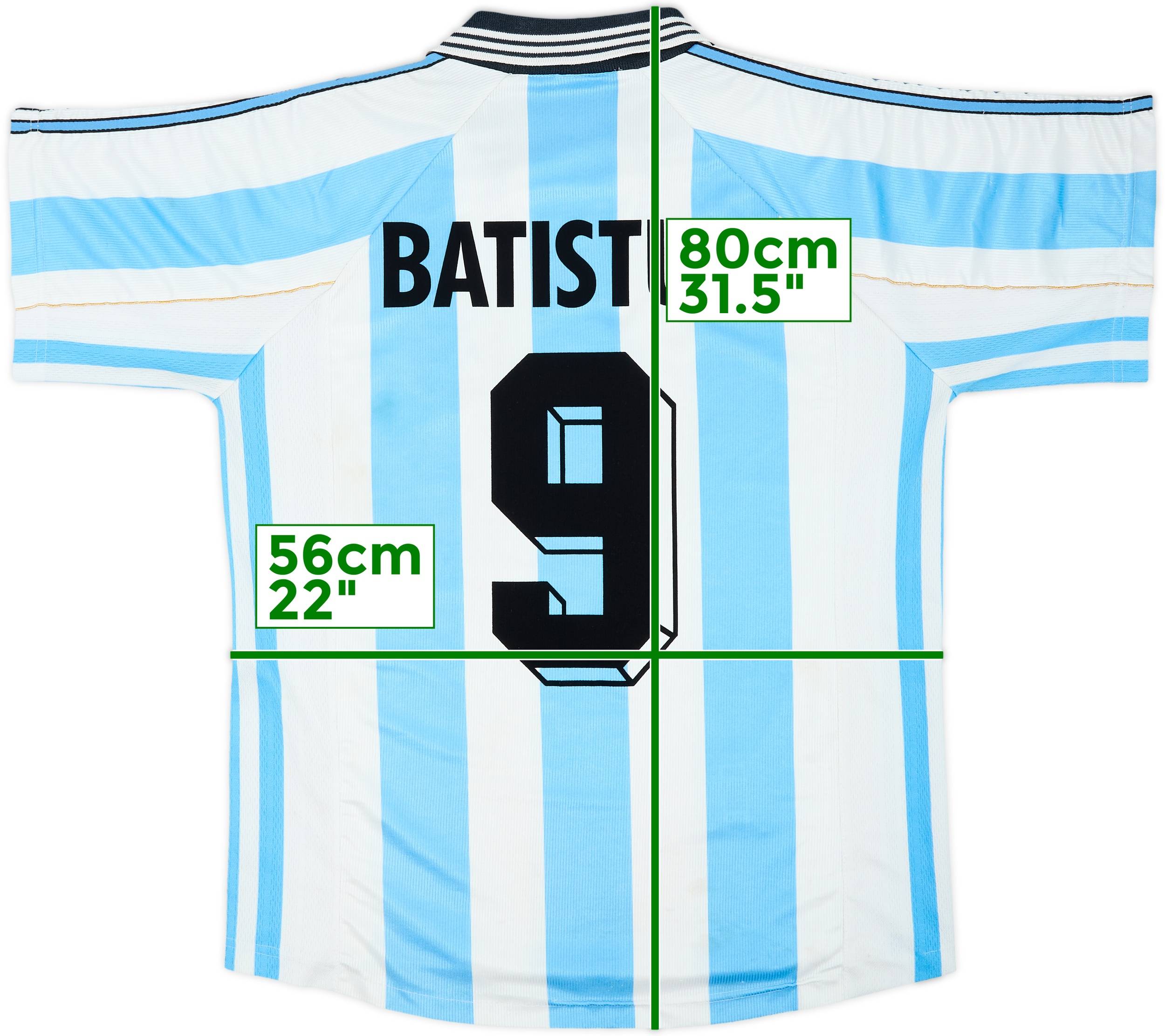 1998-99 Argentina Home Shirt Batistuta #9 - 6/10 - (M)