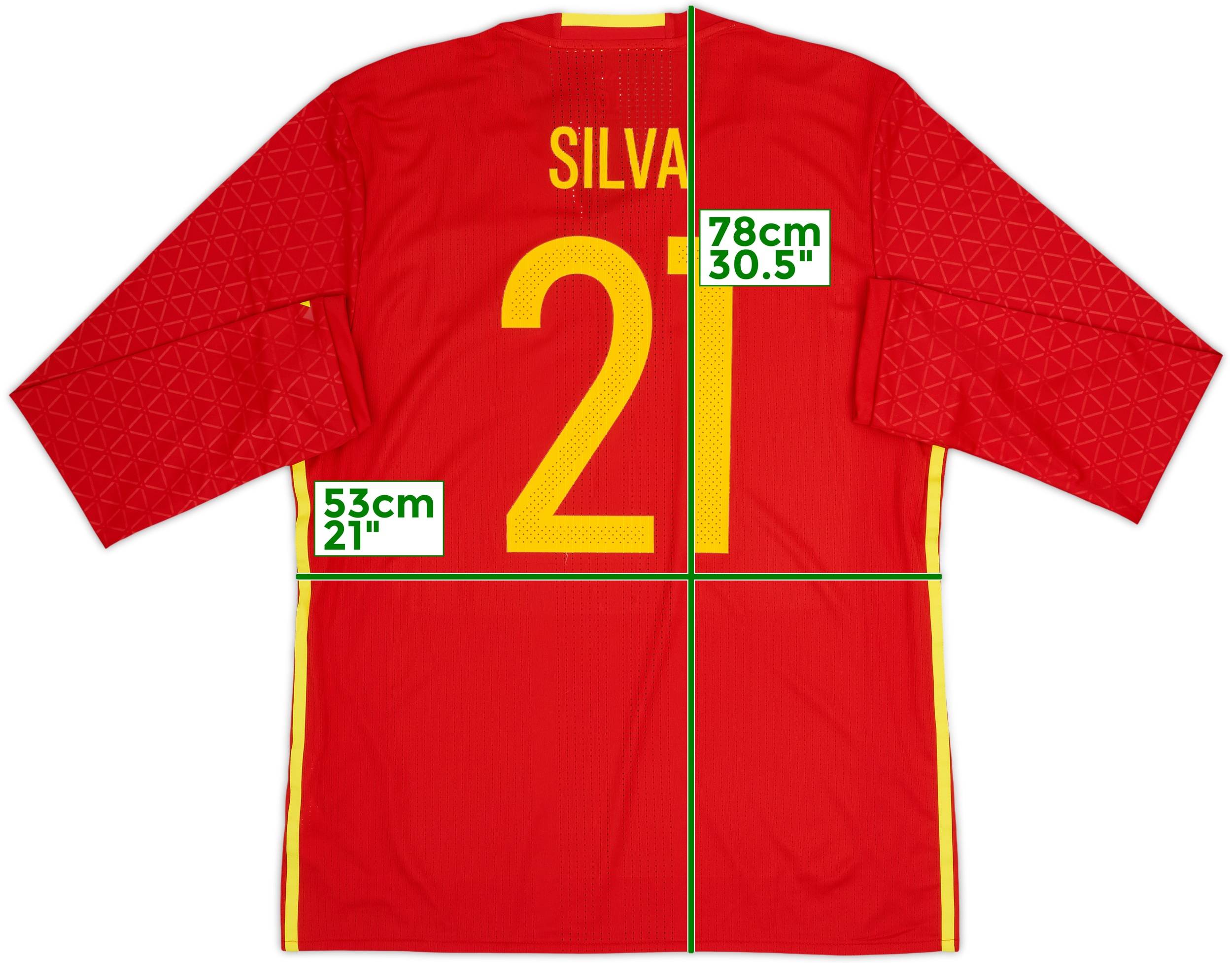 2016-17 Spain Player Issue Home L/S Shirt Silva #21 (XL)