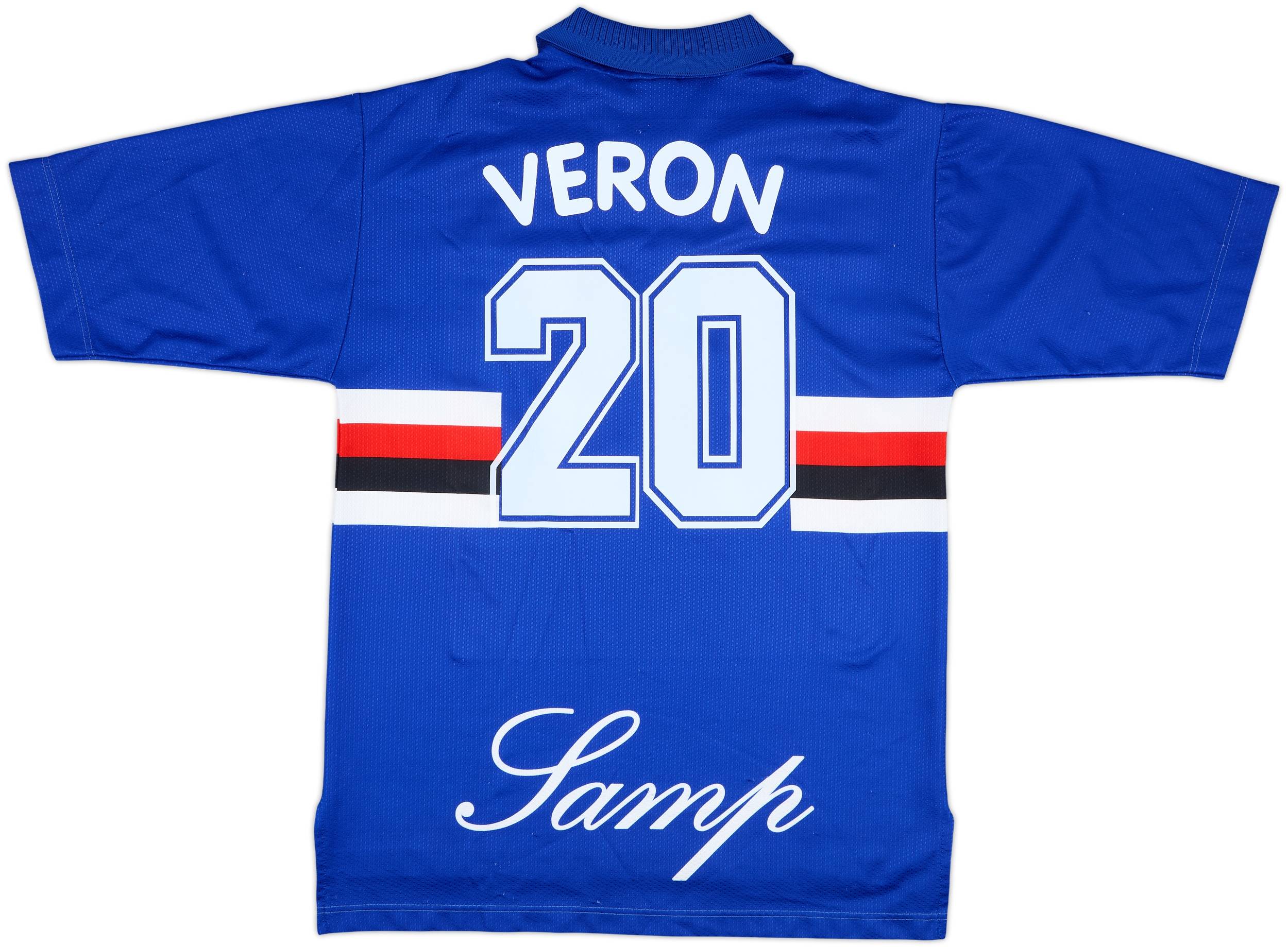 スパイク2点、ユニフォーム 1996-97 Sampdoria Home Shirt Veron #20 - 8/10 - (L)