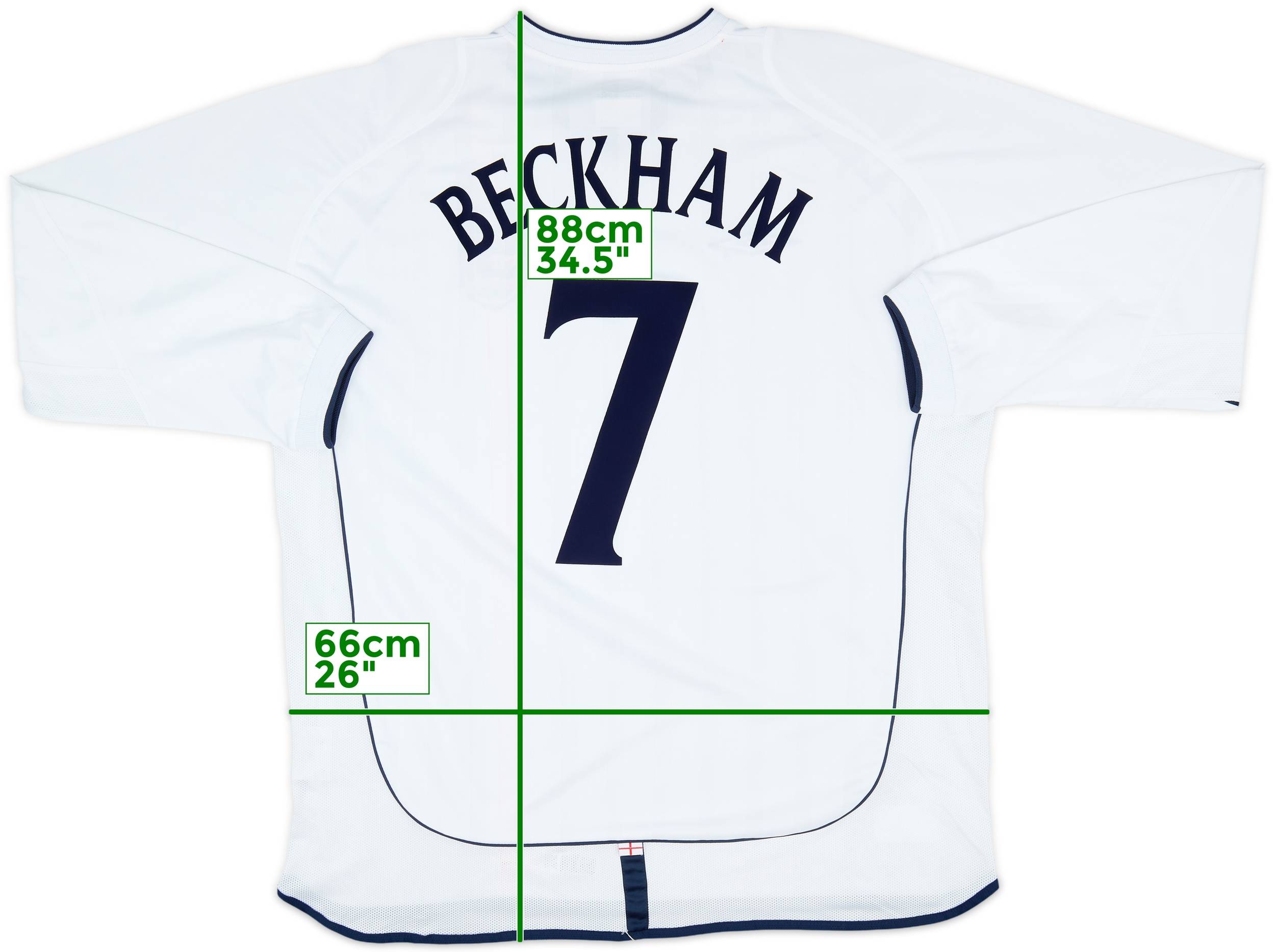 【国内正規 01-03 England  L/S Beckham #7】 2001-03 England Home Shirt Beckham #7