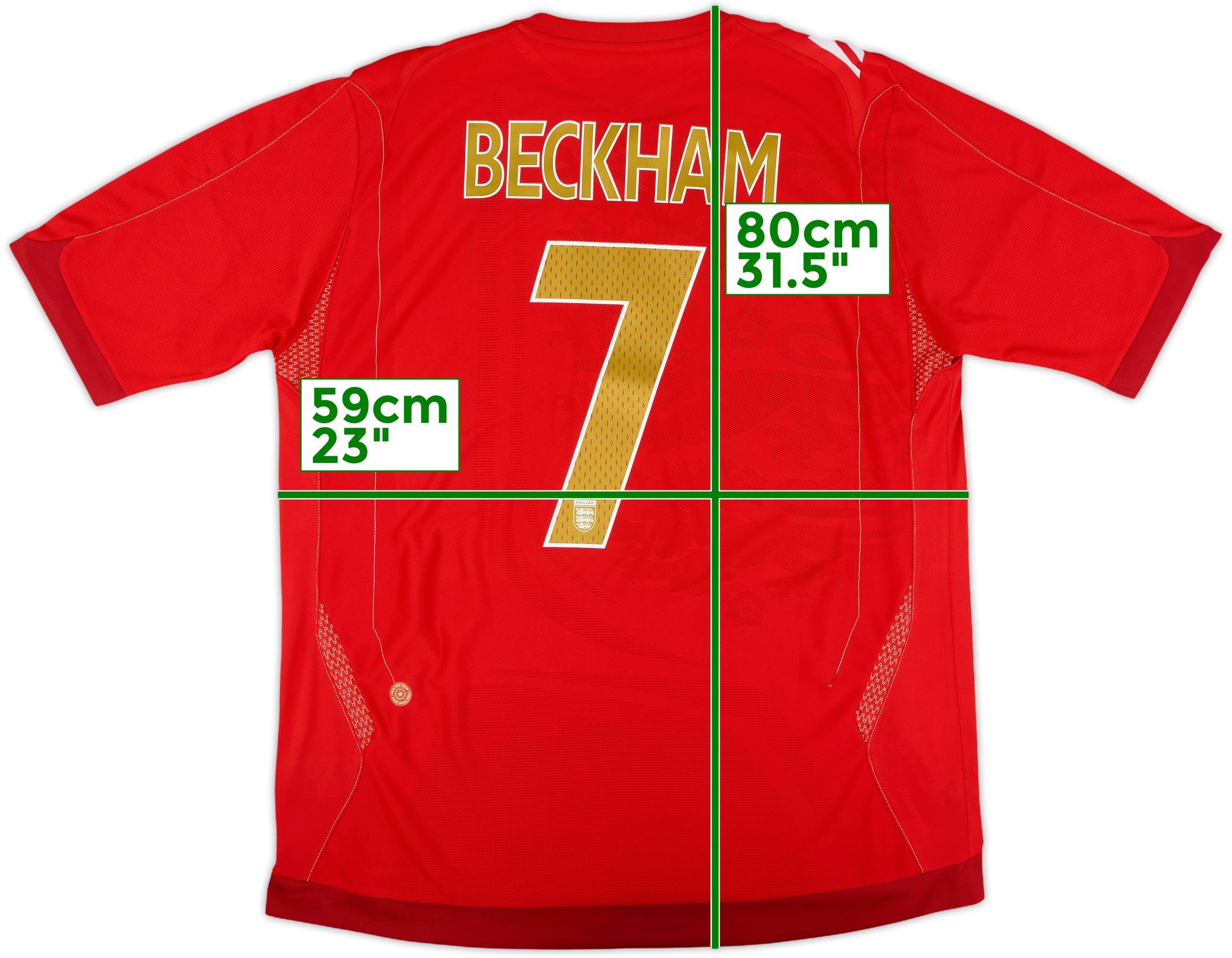 2006-08 England Away Shirt Beckham #7 - 6/10 - (XL)