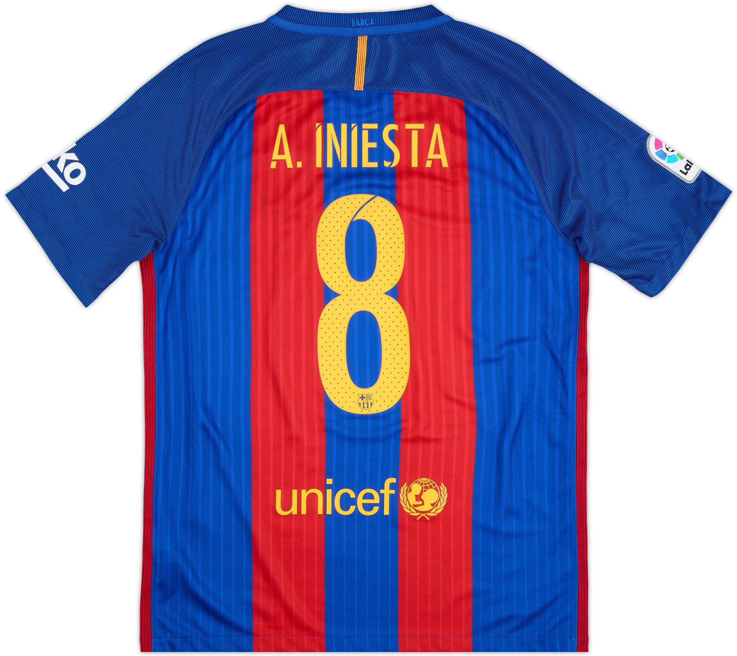 2016-17 Barcelona Home Shirt A.Iniesta #8 - 9/10 - (M)