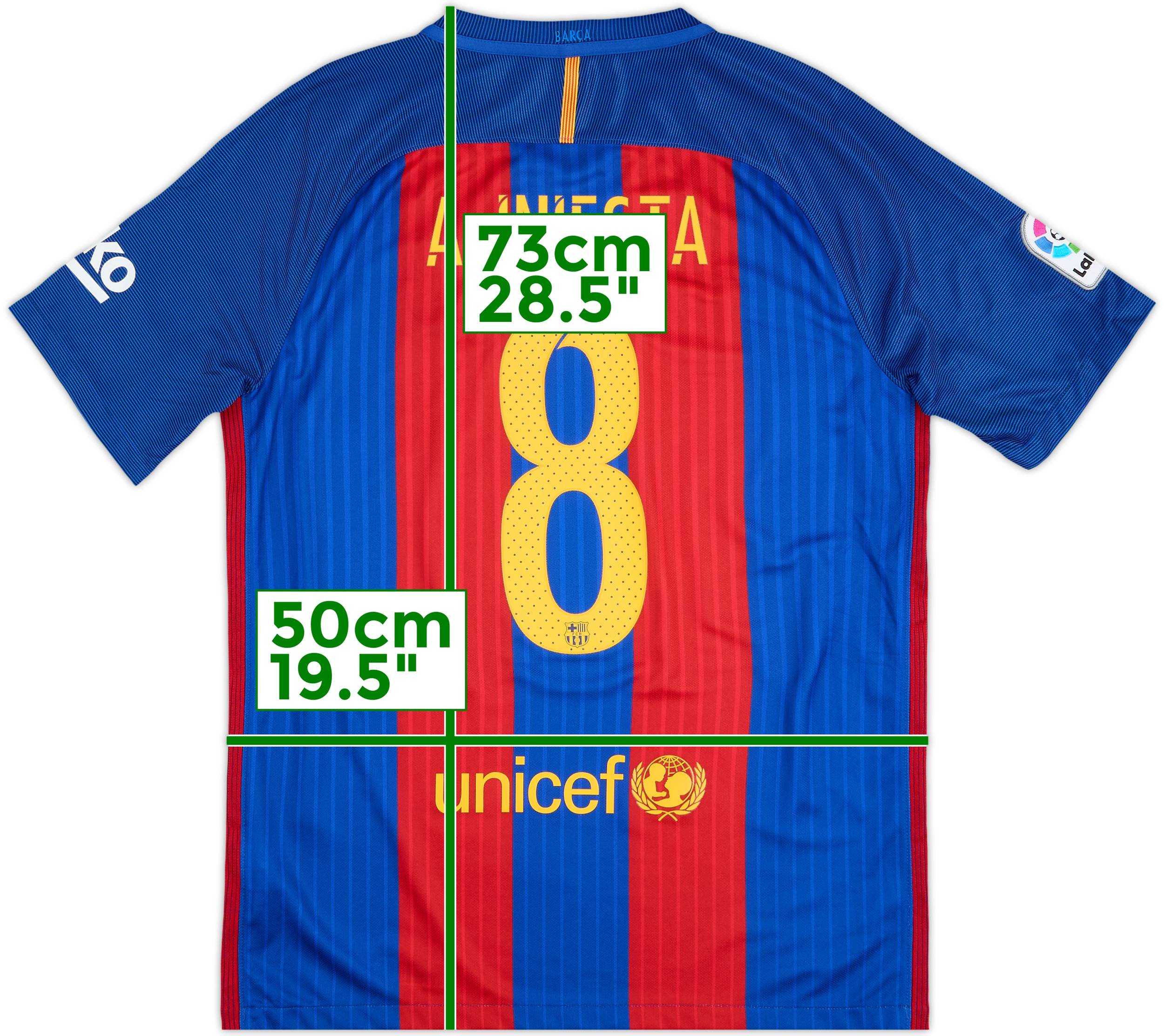 2016-17 Barcelona Home Shirt A.Iniesta #8 - 9/10 - (M)