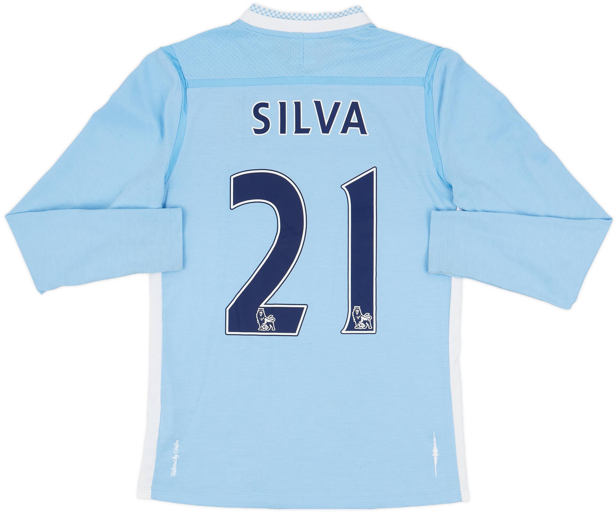2011-12 Manchester City Home L/S Shirt Silva #21 - 9/10 - (XL.Boys)