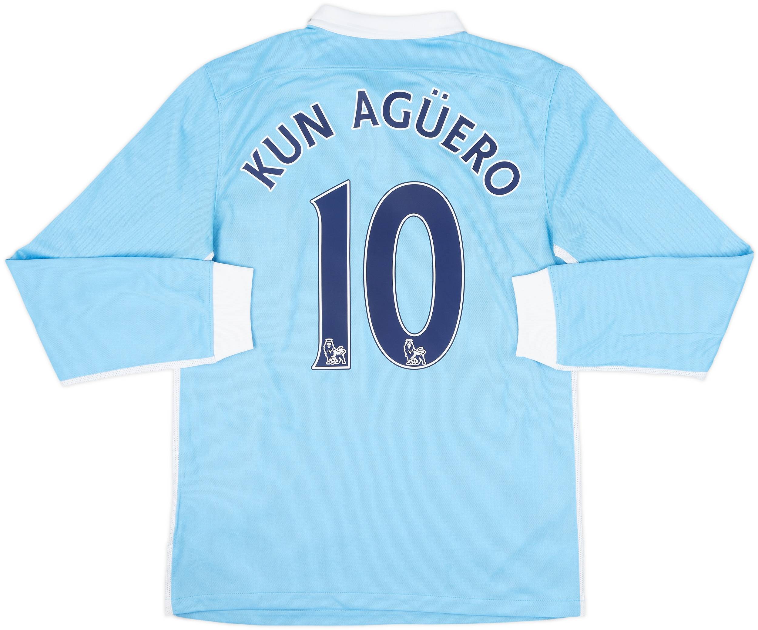 2015-16 Manchester City Home L/S Shirt Kun Aguero #10 - 8/10 - (S)