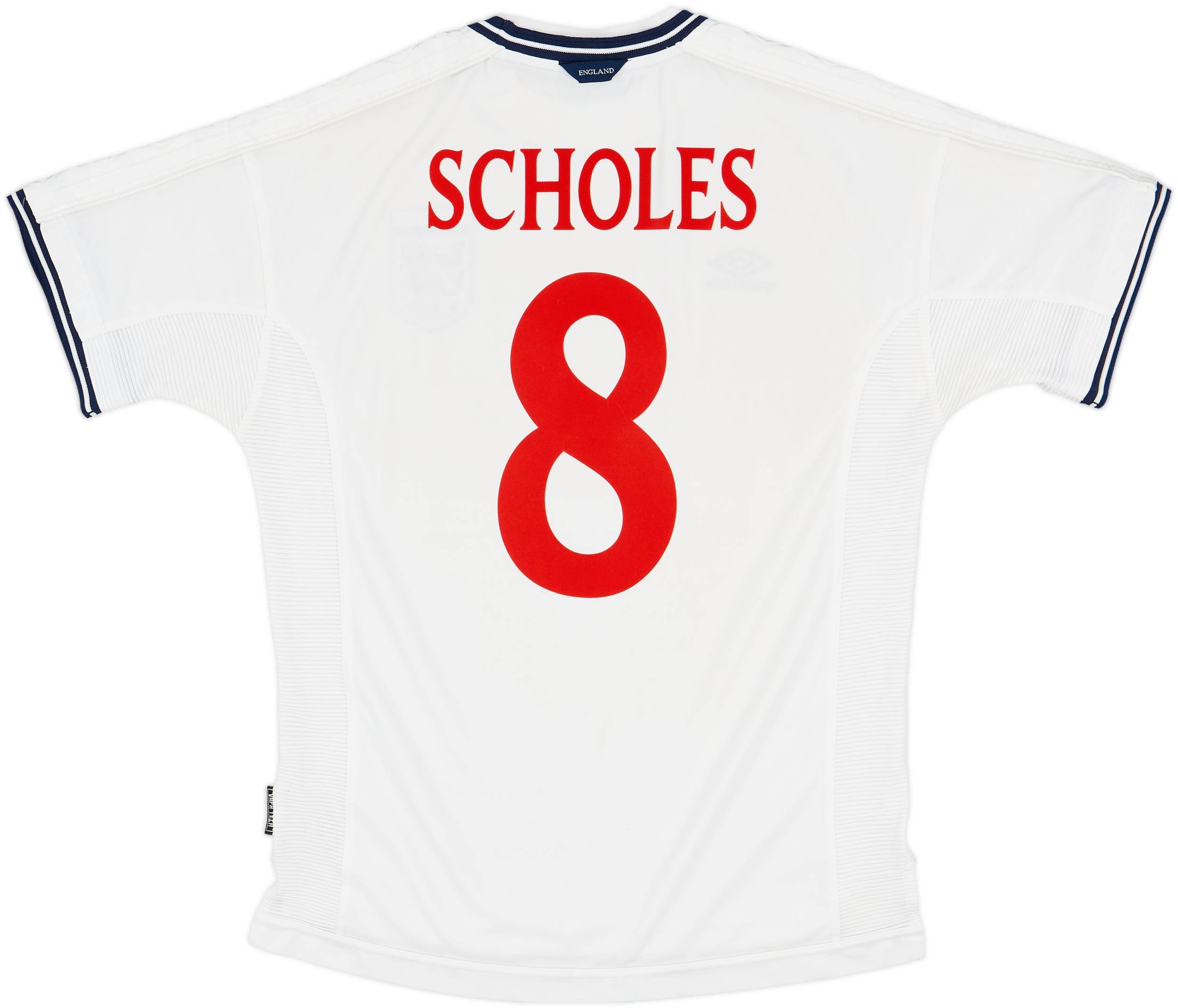 1999-01 England Home Shirt Scholes #8 - 6/10 - (L)