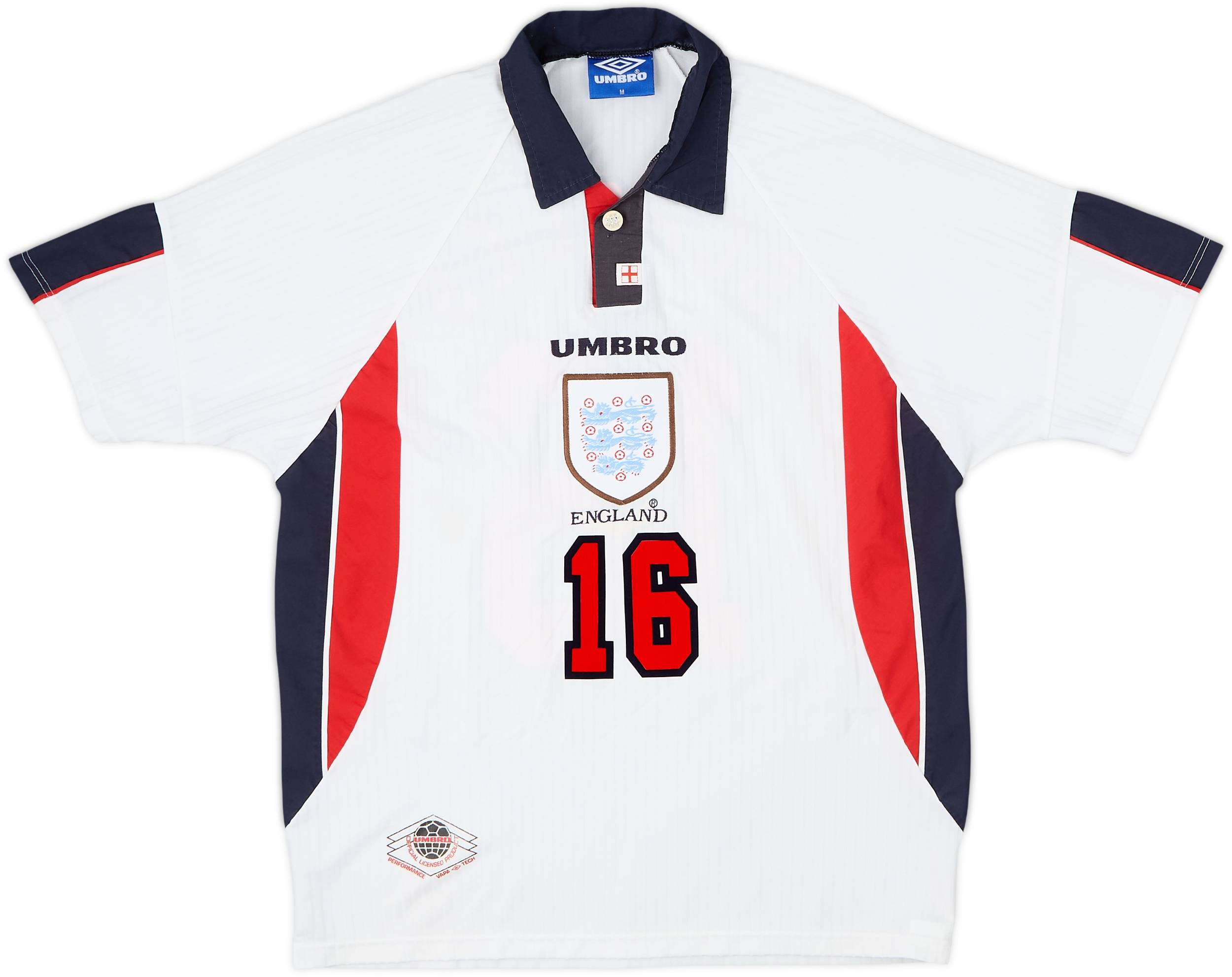 1997-99 England Home Shirt Scholes #16 - 5/10 - (M)