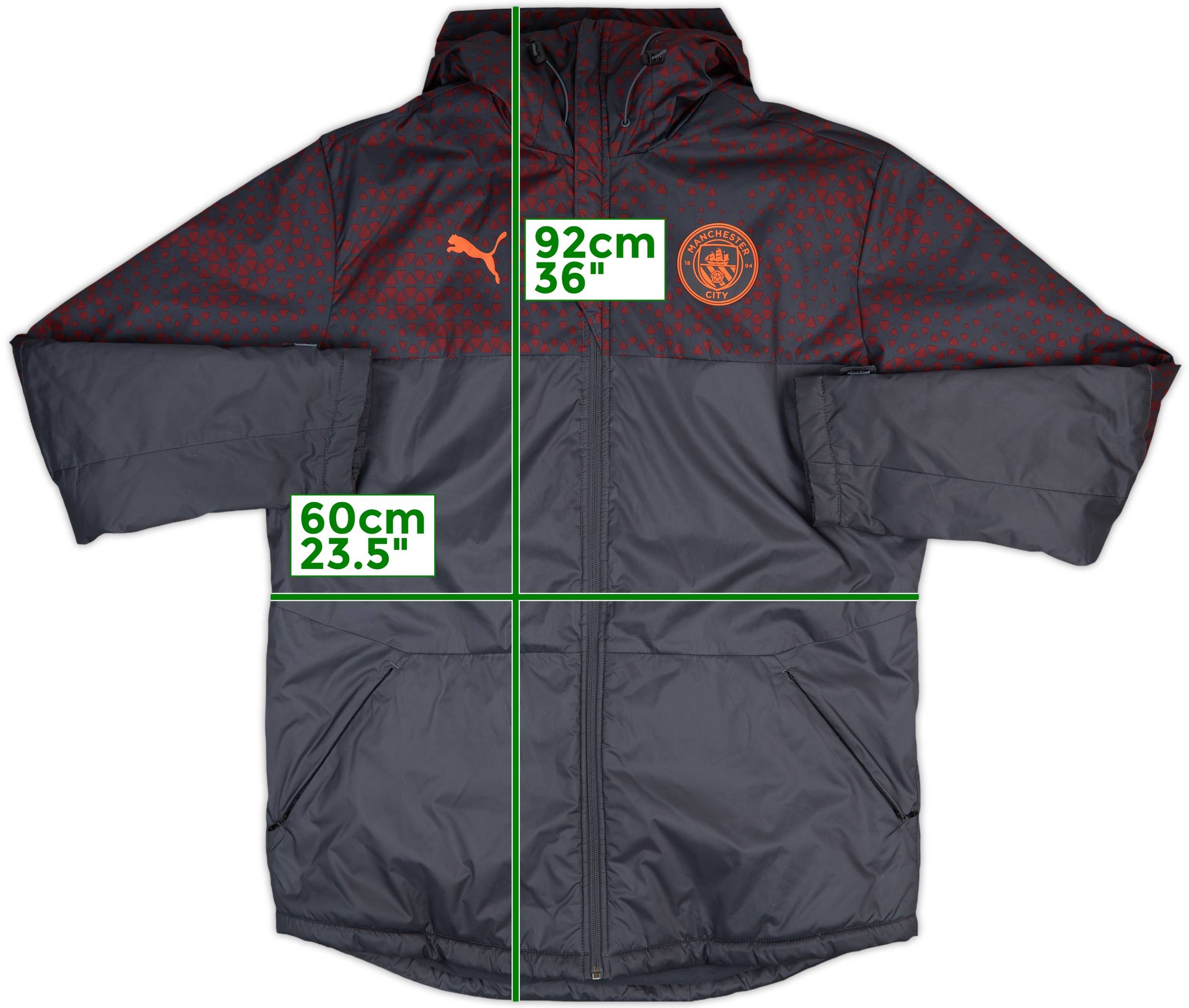 2023-24 Manchester City Puma Hooded Padded Bench Coat 10/10 (L)