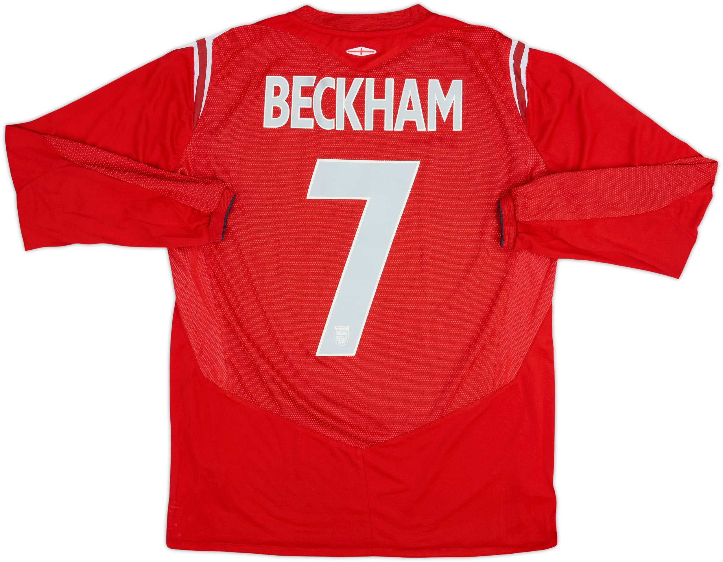 2004-06 England Away L/S Shirt Beckham #7 - 6/10 - (L)