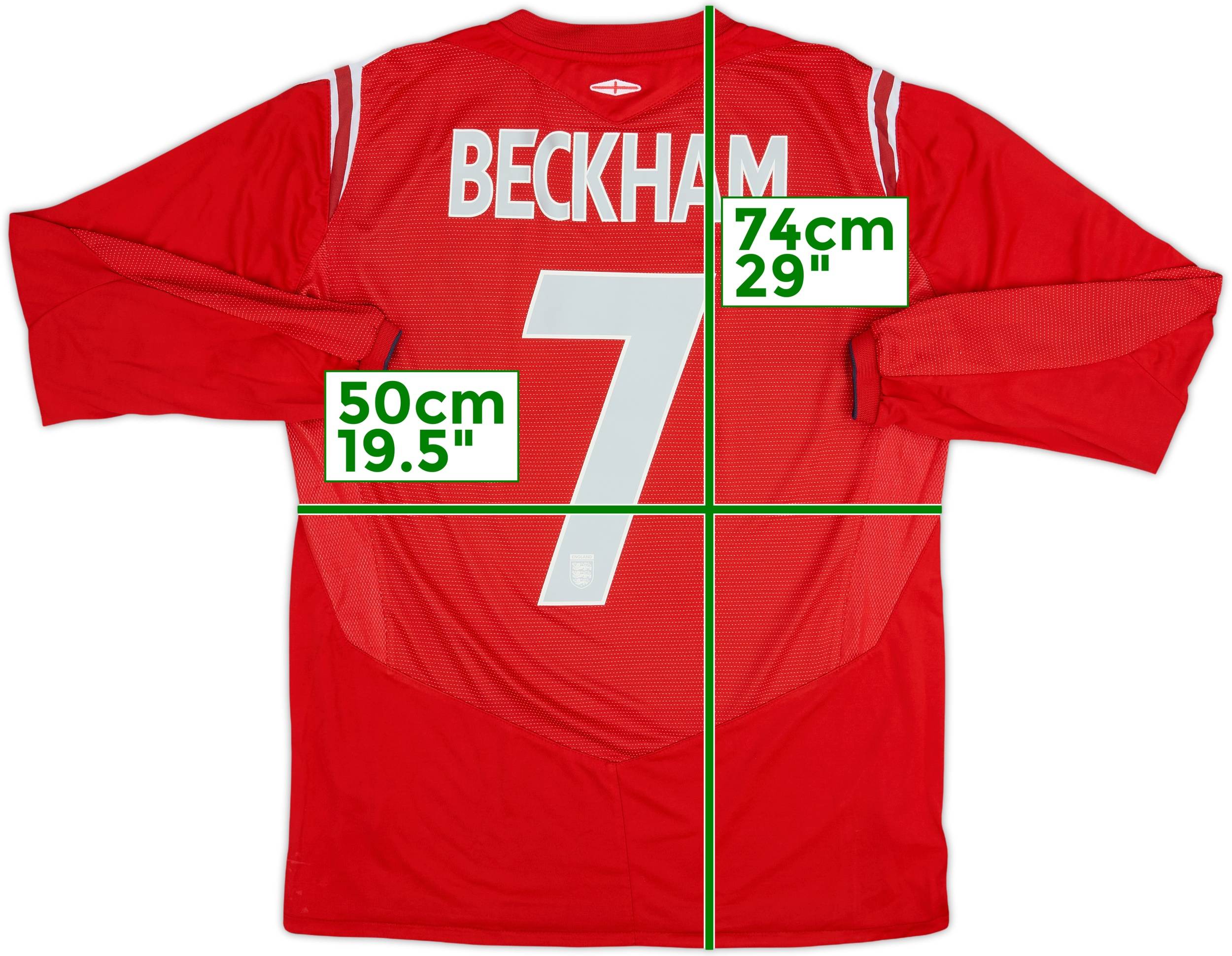 2004-06 England Away L/S Shirt Beckham #7 - 6/10 - (L)