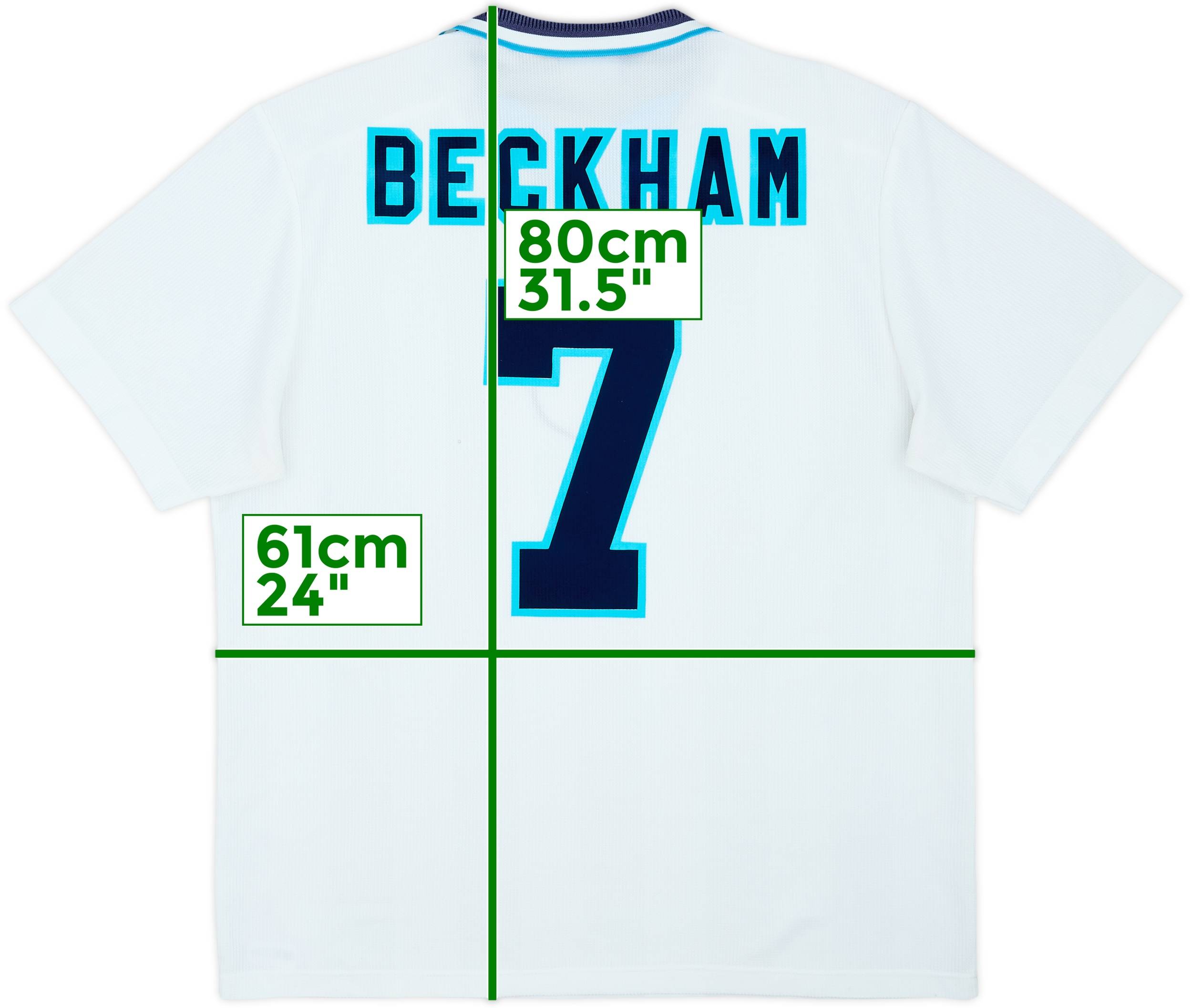1995-97 England Home Shirt Beckham #7 - 6/10 - (XL)